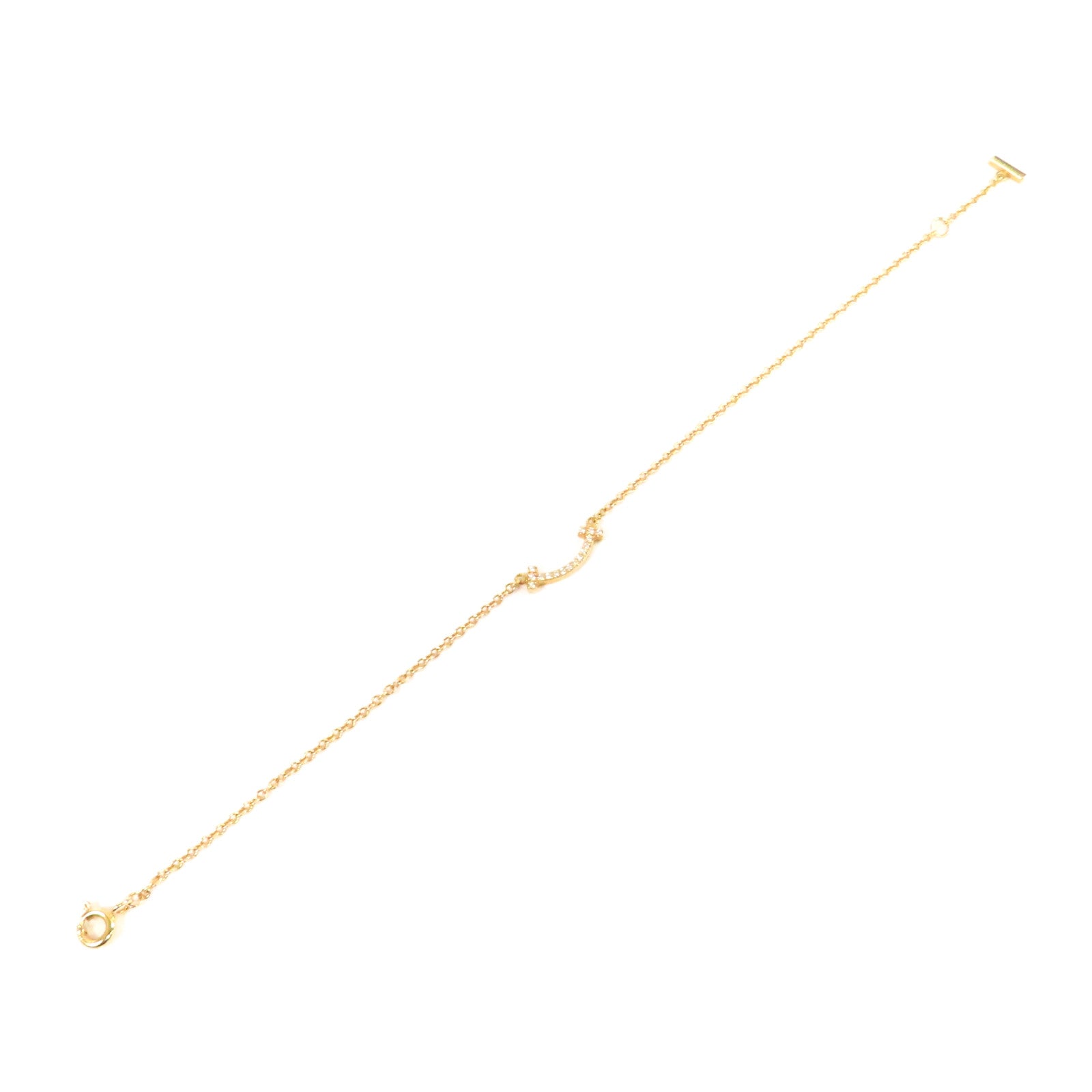 TIFFANY＆CO 【激減優惠】18K黃金T Smile Diamond Bracelet手鏈金色