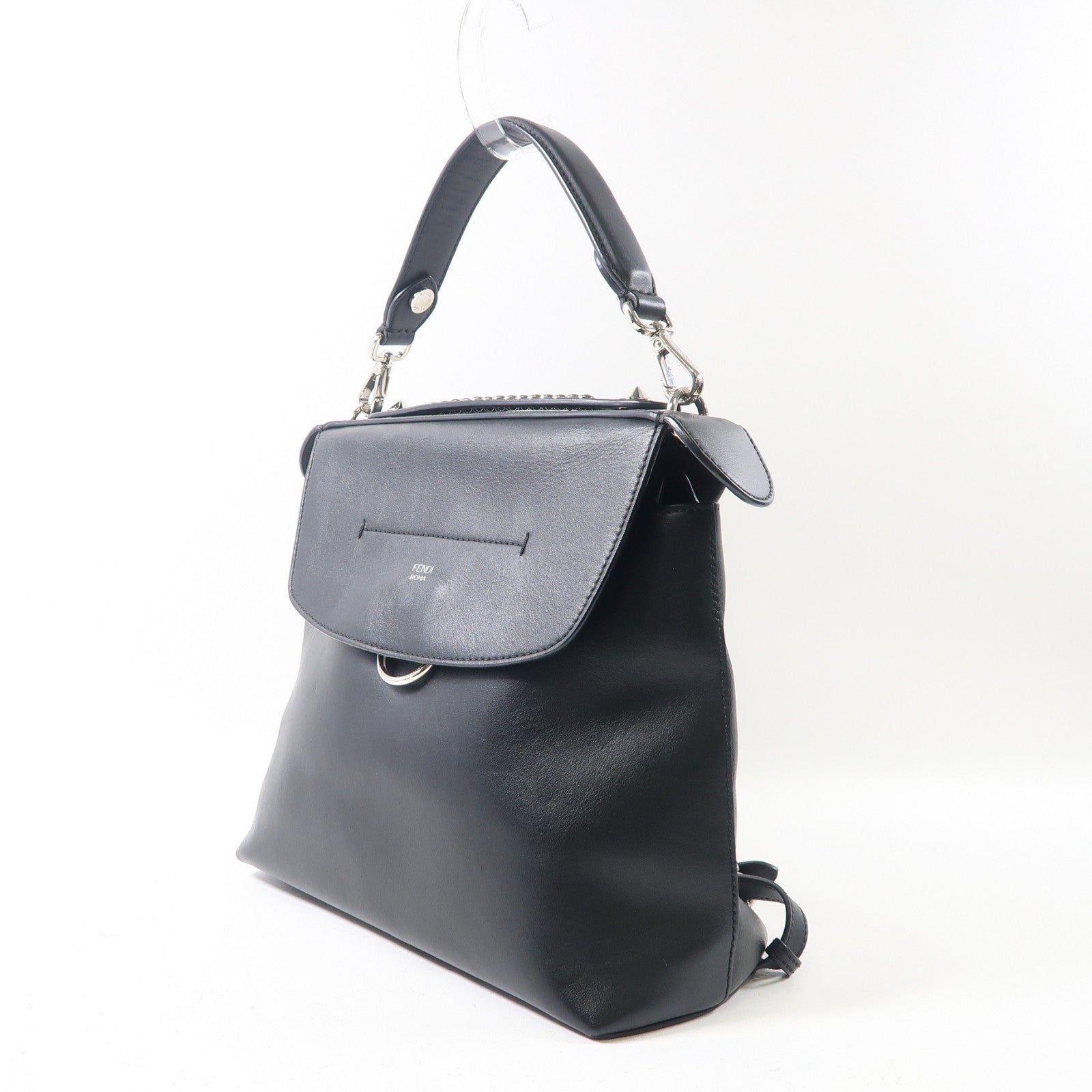 FENDI 【激減優惠】牛皮皮革Back to School銀扣背包手挽袋兩用黑色