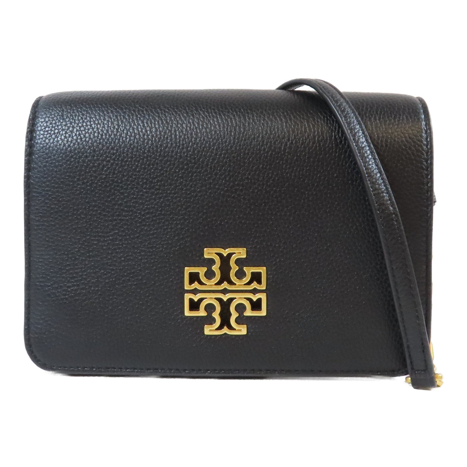 Tory Burch 牛皮皮革Chain Shoulder金扣肩背袋黑色