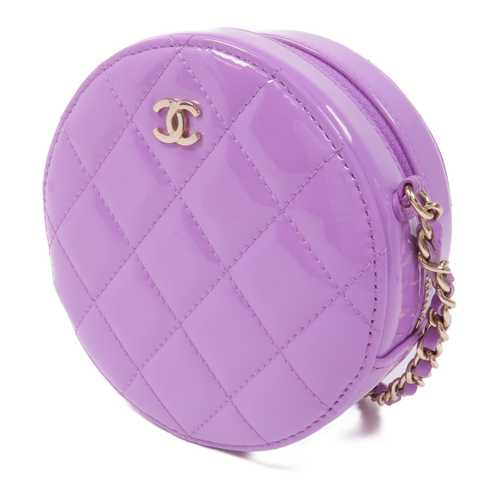 CHANEL 漆皮皮革Chain Shoulder Bag金扣鏈帶肩背袋