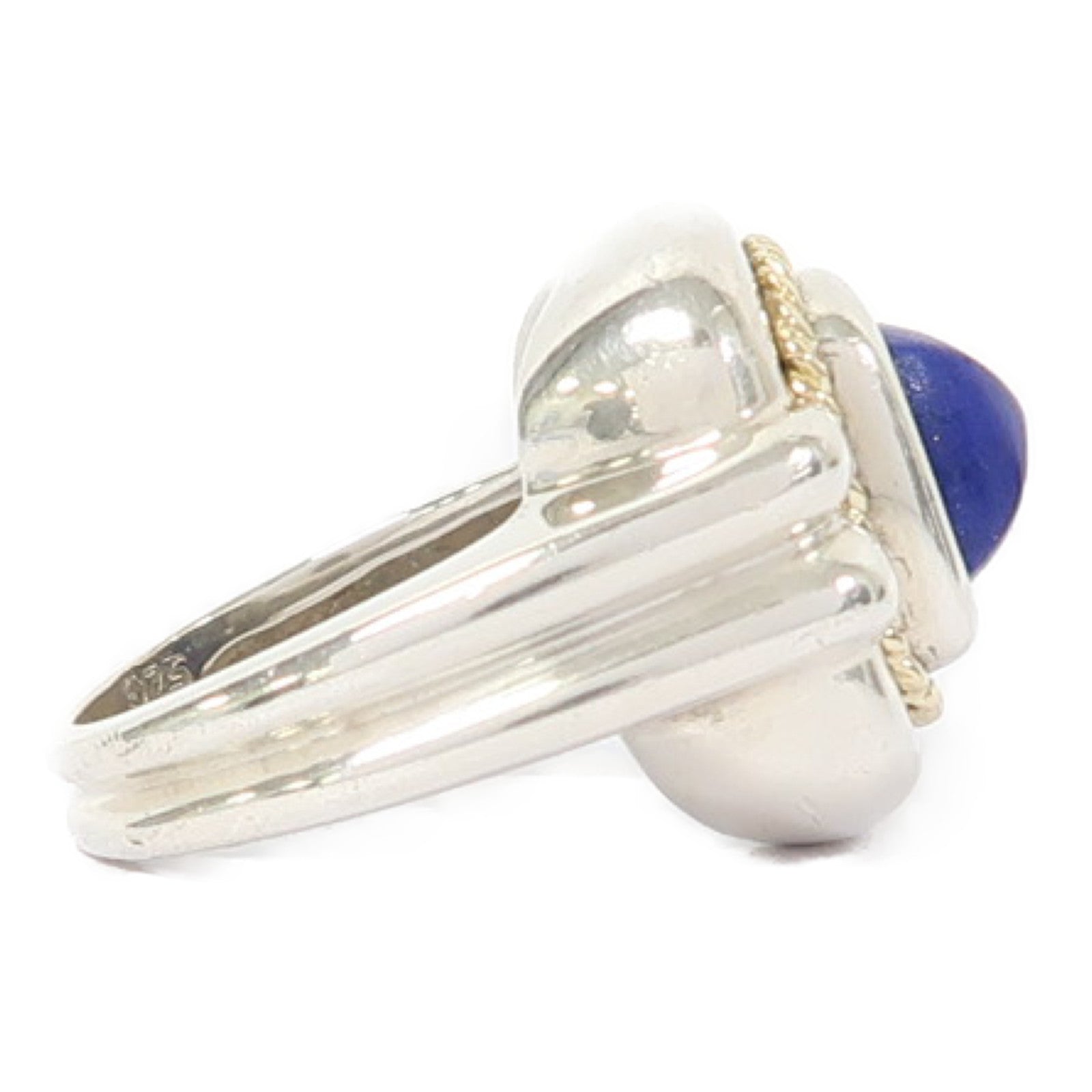 TIFFANY＆CO 925純銀/18K金Lapis Ring戒指US#4.75
