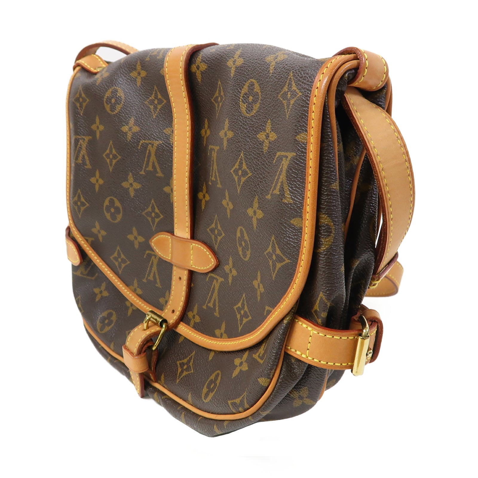 LOUIS VUITTON Monogram Saumur 30金扣肩背袋啡色