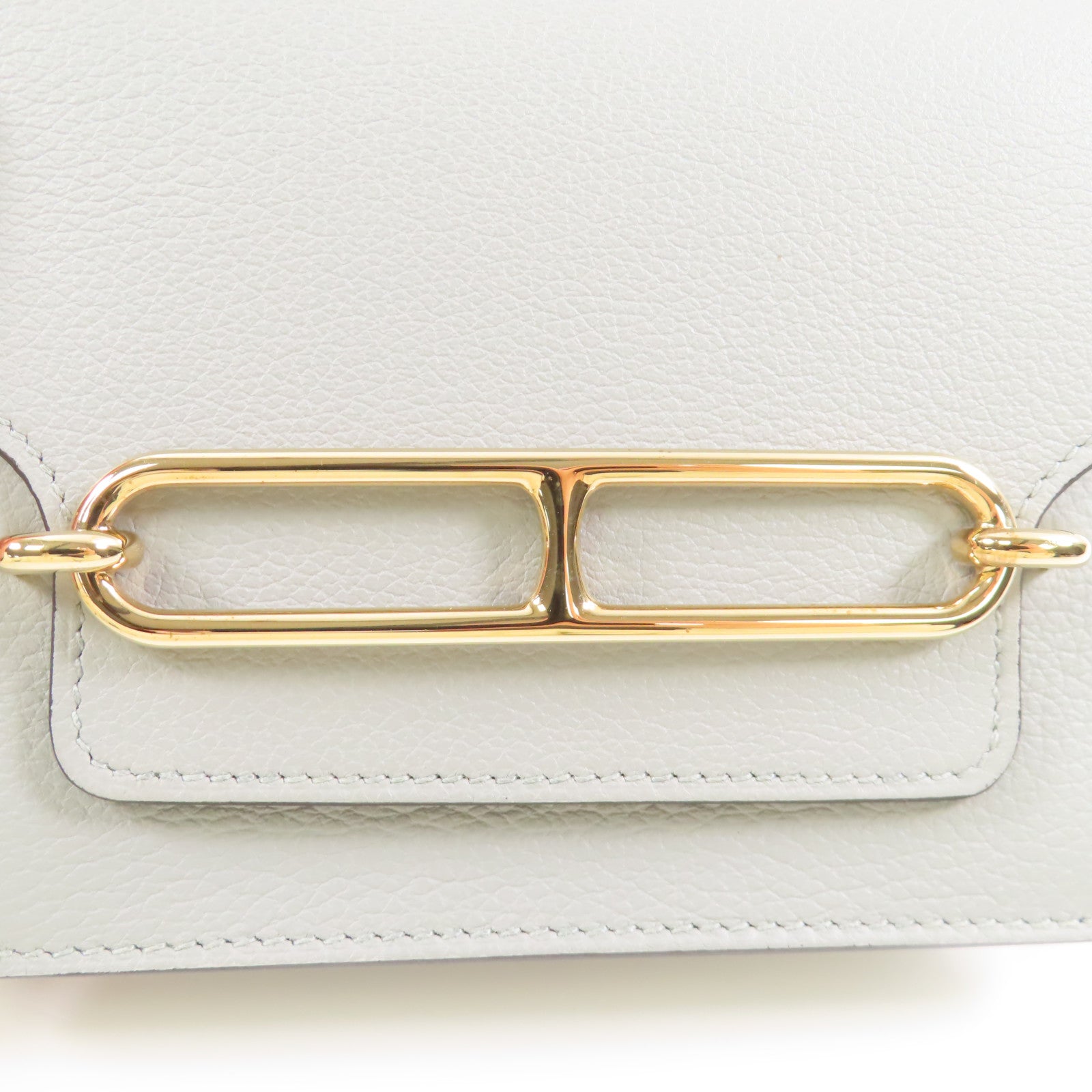 HERMES Evercolor皮革Roulis Slim金扣錢包Bleu Glacier/灰藍色