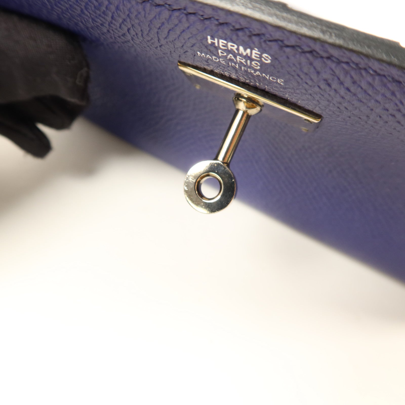 HERMES Epsom皮革Kelly Wallet銀扣錢包Bleu Encre