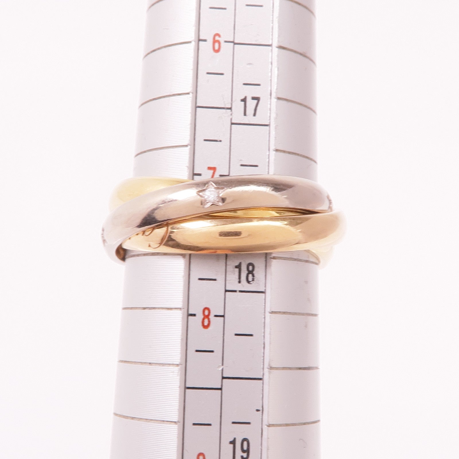 CARTIER 18K黃金/白金/玫瑰金Trinity Ring鑽石戒指Cartier#55/US#7.25