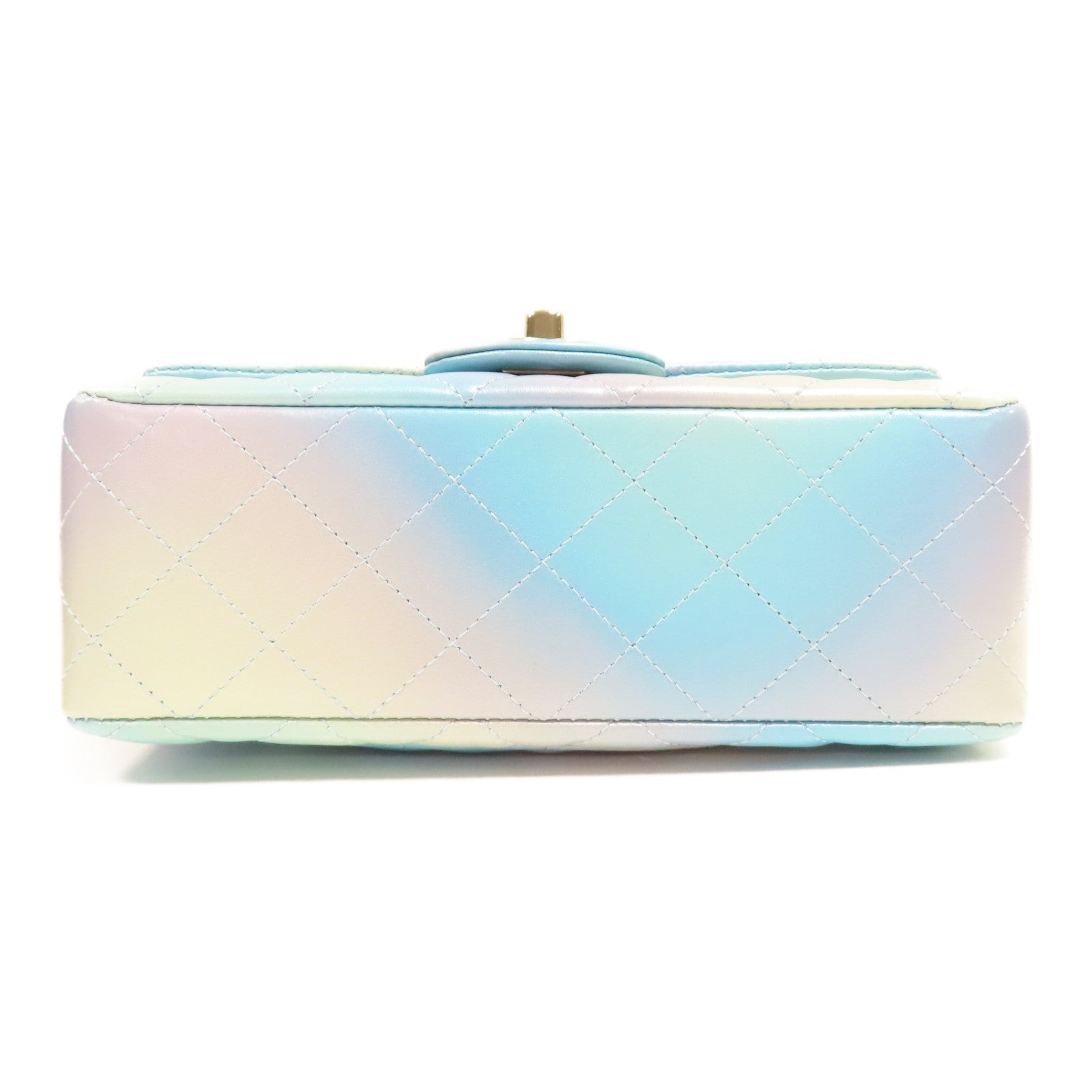 CHANEL 菱格羊皮皮革Classic Flap 20金扣鏈帶肩背袋綠色/藍色