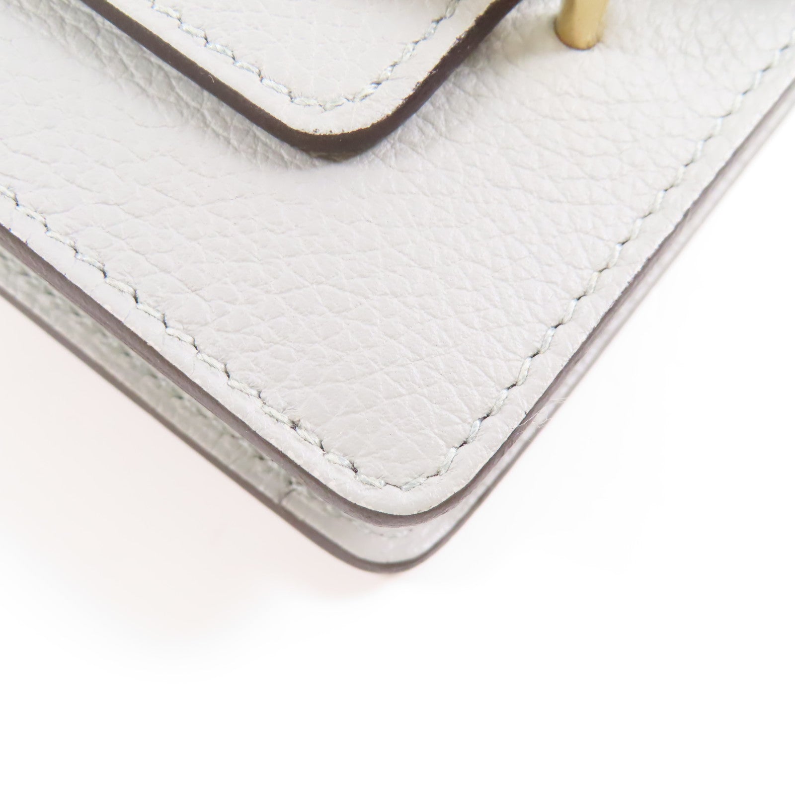 HERMES Evercolor皮革Roulis Slim金扣錢包Bleu Glacier/灰藍色