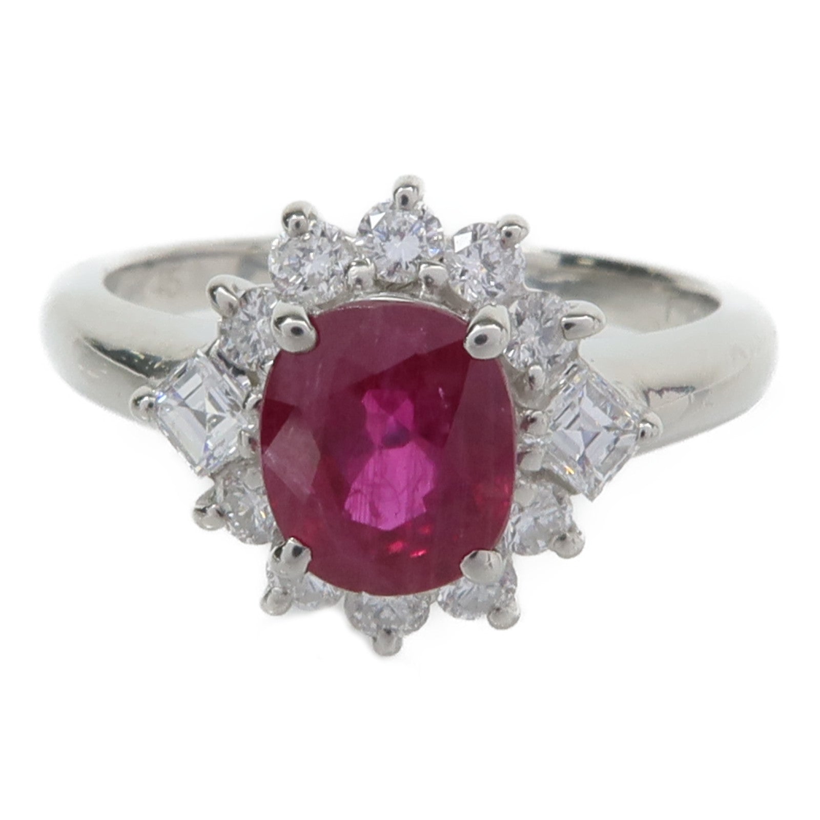 JEWELRY PT900鉑金Ruby Diamond Ring紅寶石/鑽石戒指US#6