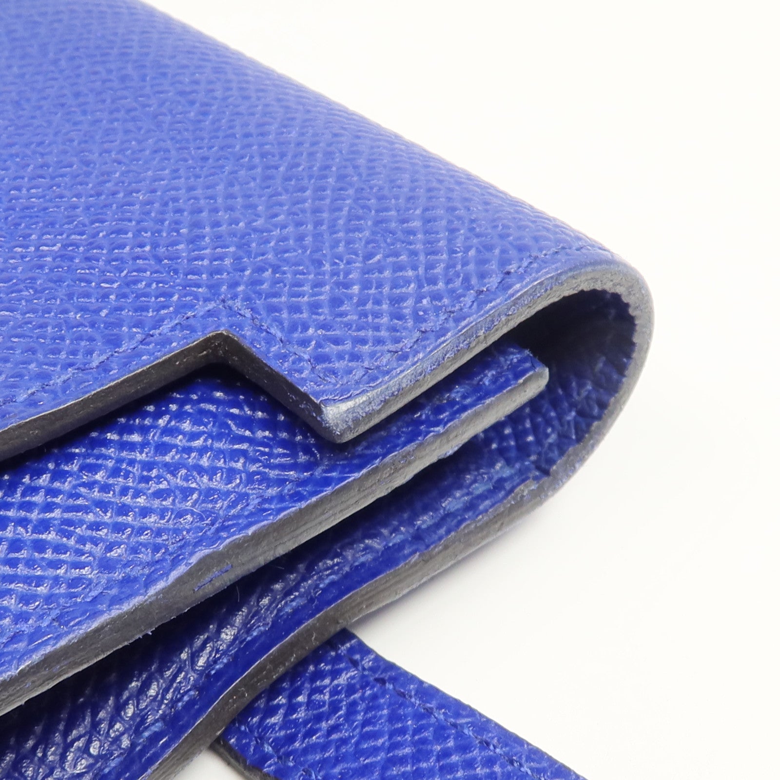 HERMES Epsom皮革Kelly Long Wallet銀扣長錢包Bleu Electrique