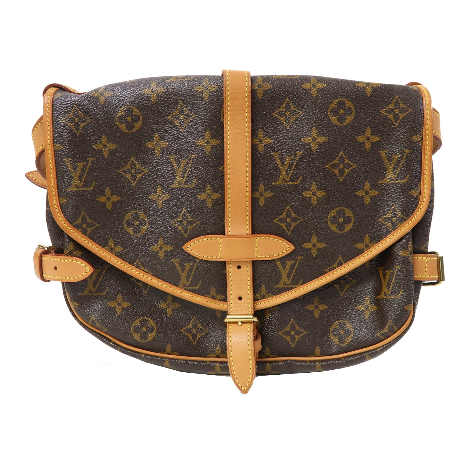 LOUIS VUITTON Monogram Saumur 30金扣肩背袋啡色