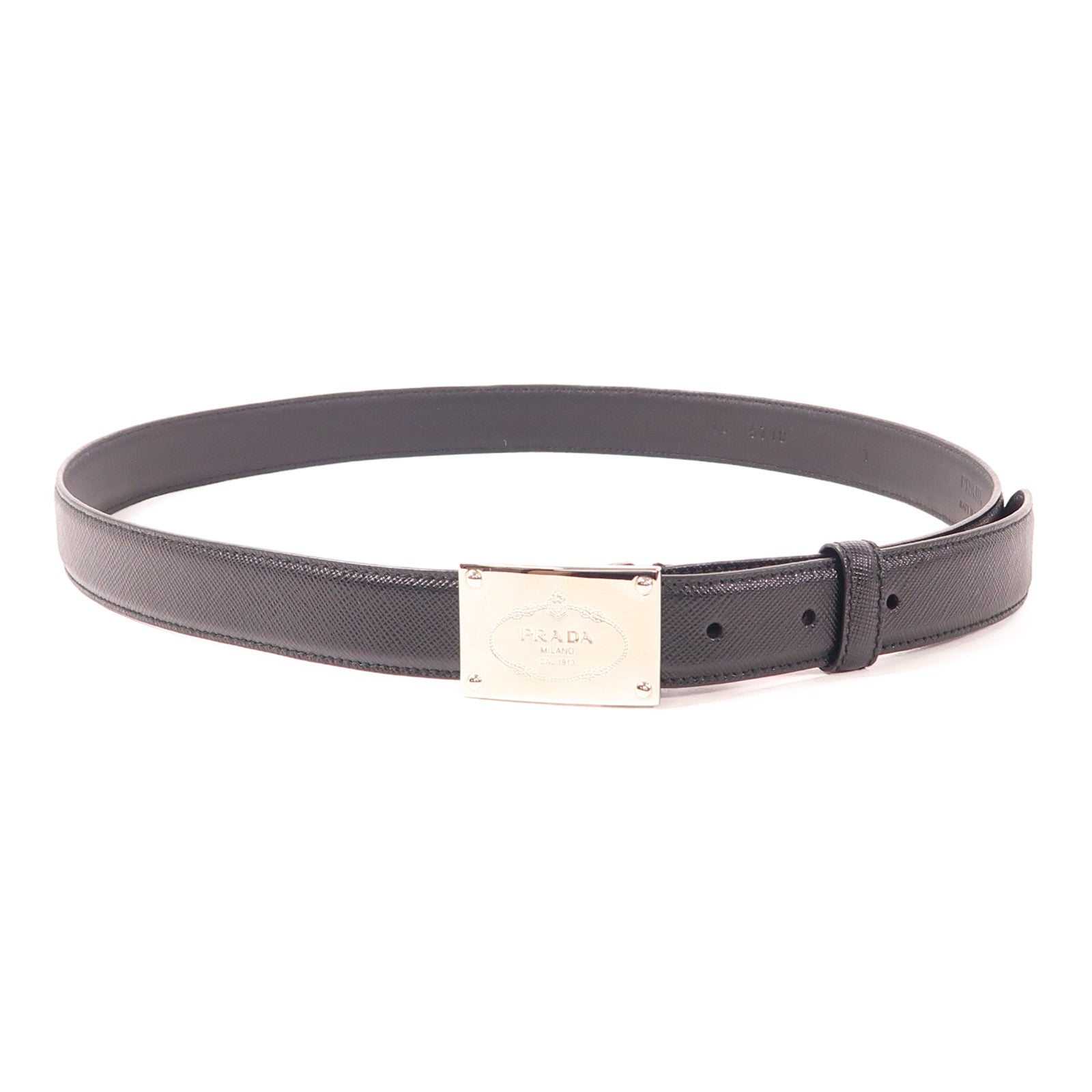 PRADA 牛皮皮革Belt銀扣皮帶