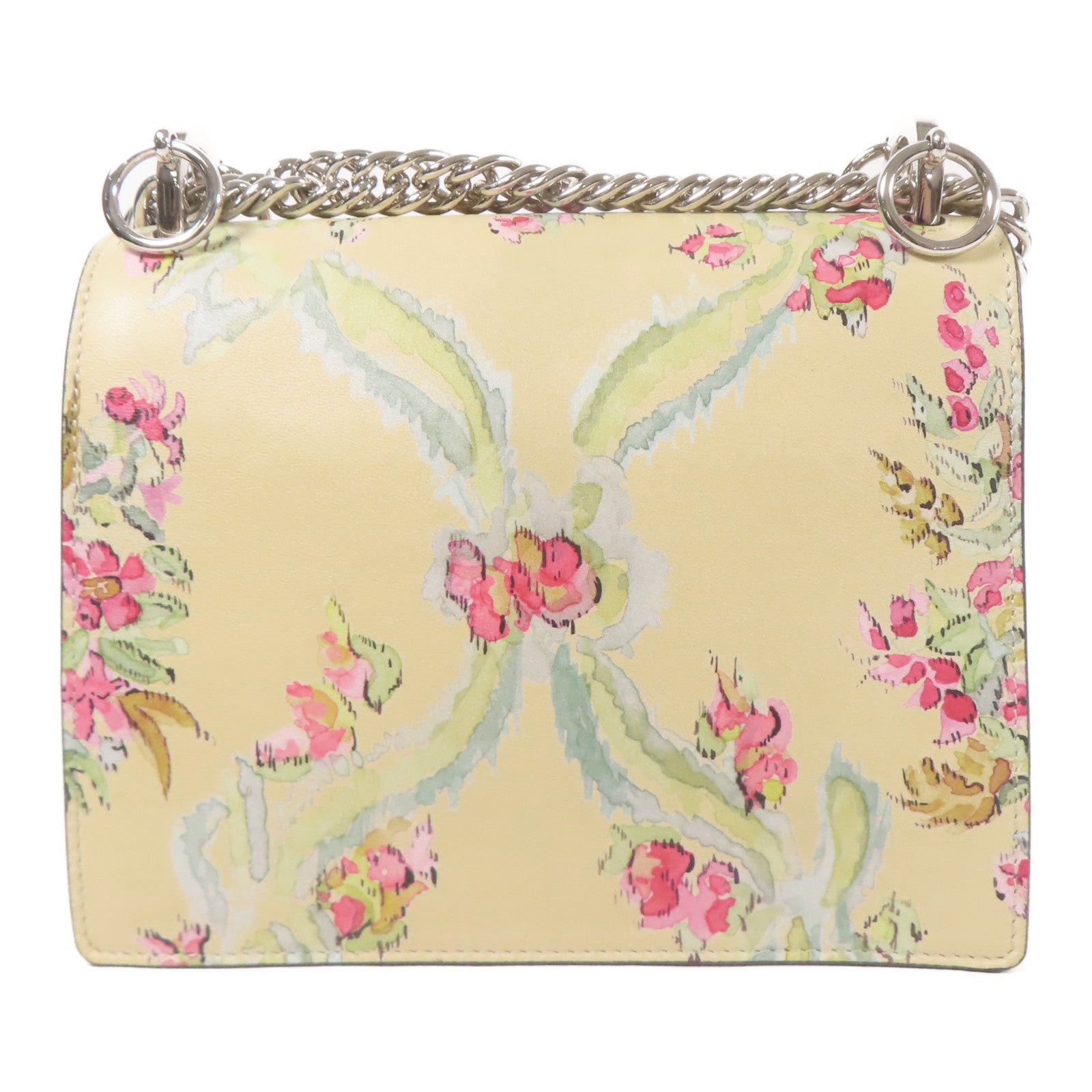FENDI 牛皮皮革Shoulder Bag銀扣鏈帶肩背袋