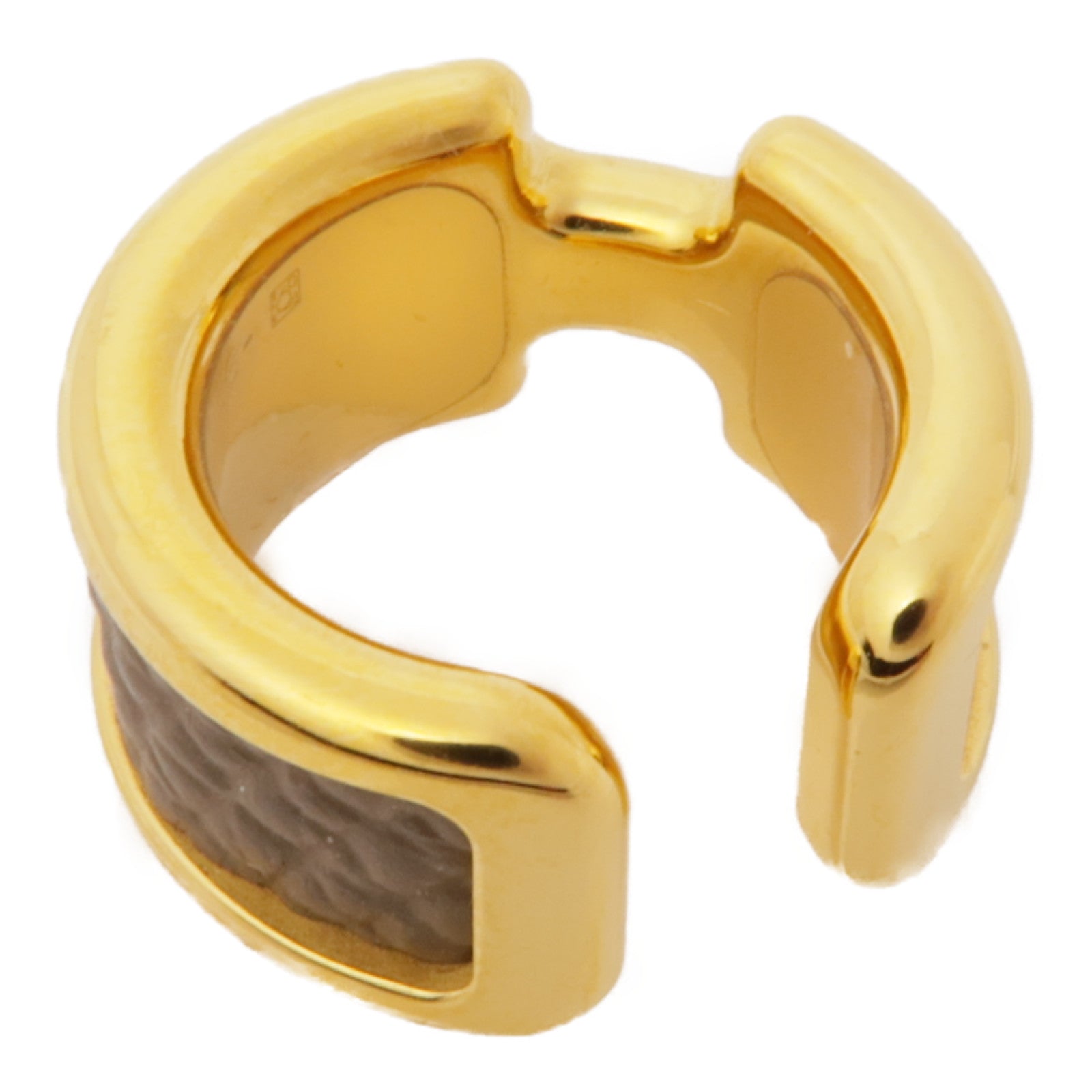HERMES Epsom皮革/金屬Olympe Ear Cuff耳環Etoupe