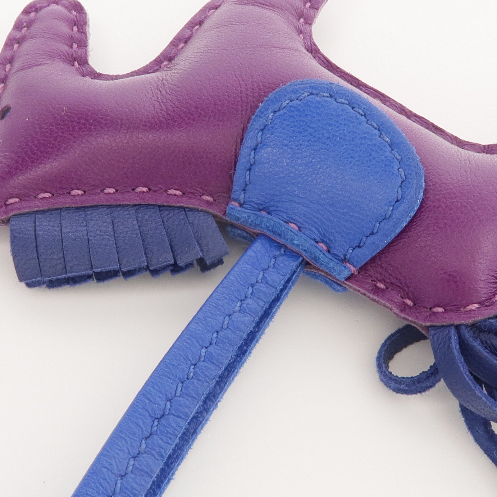 HERMES Milo皮革Rodeo PM掛飾Violet/Bleu Saphir