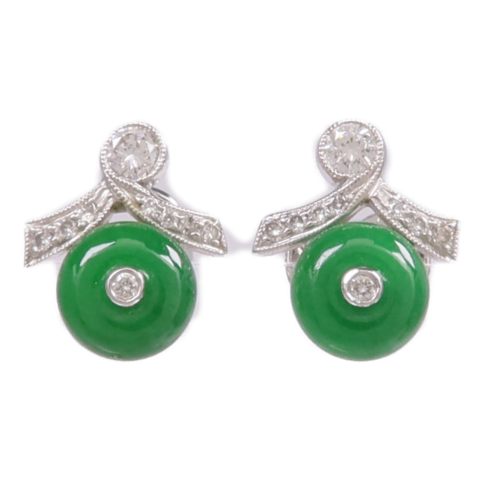 JEWELRY 18K白金Jade Diamond Earrings翡翠/鑽石耳環