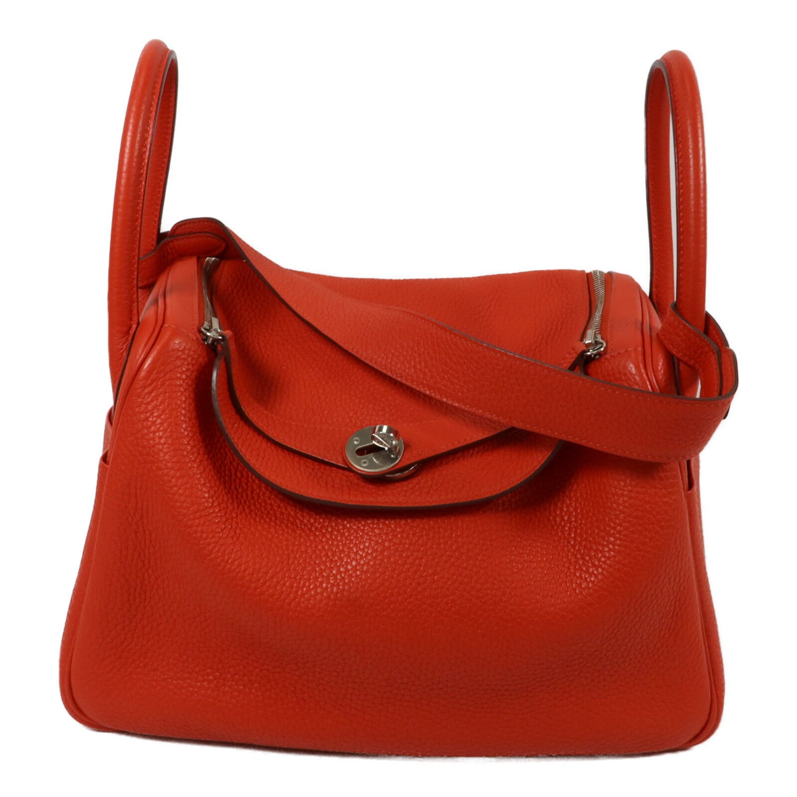 HERMES Clemence皮革Lindy 30手挽肩背兩用袋Rouge Tomato