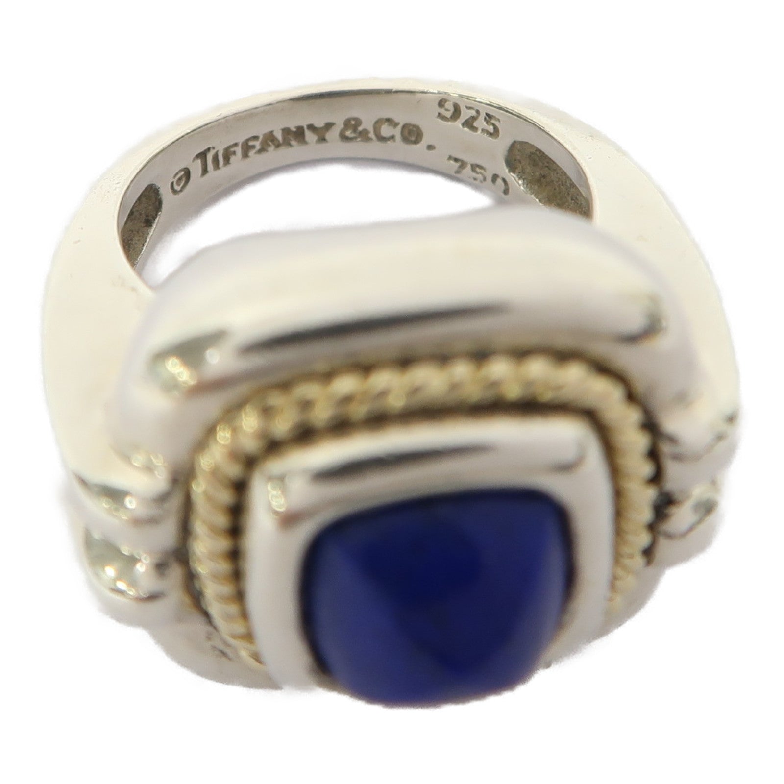 TIFFANY＆CO 925純銀/18K金Lapis Ring戒指US#4.75