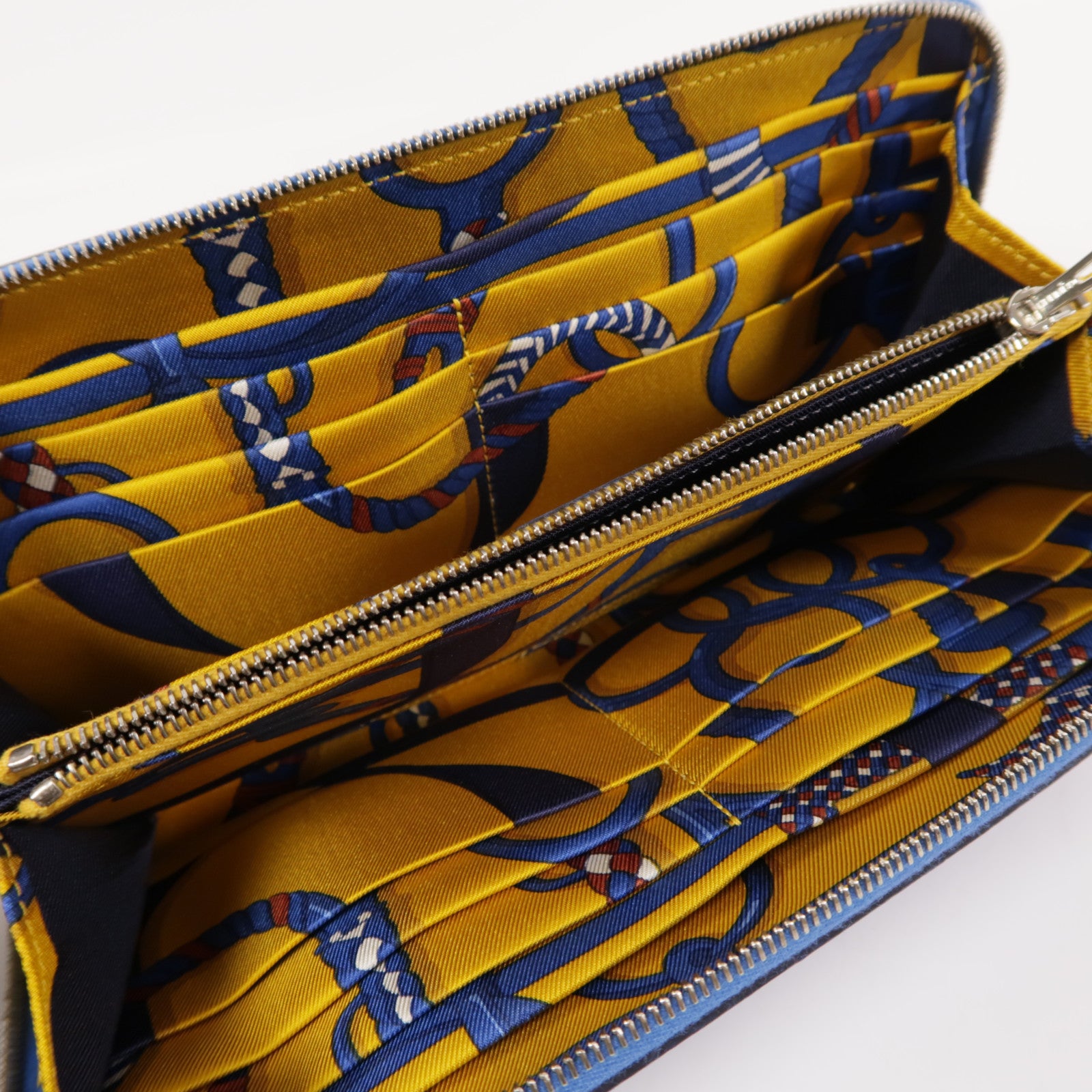 HERMES Epsom皮革Silk In Classique銀扣長錢包