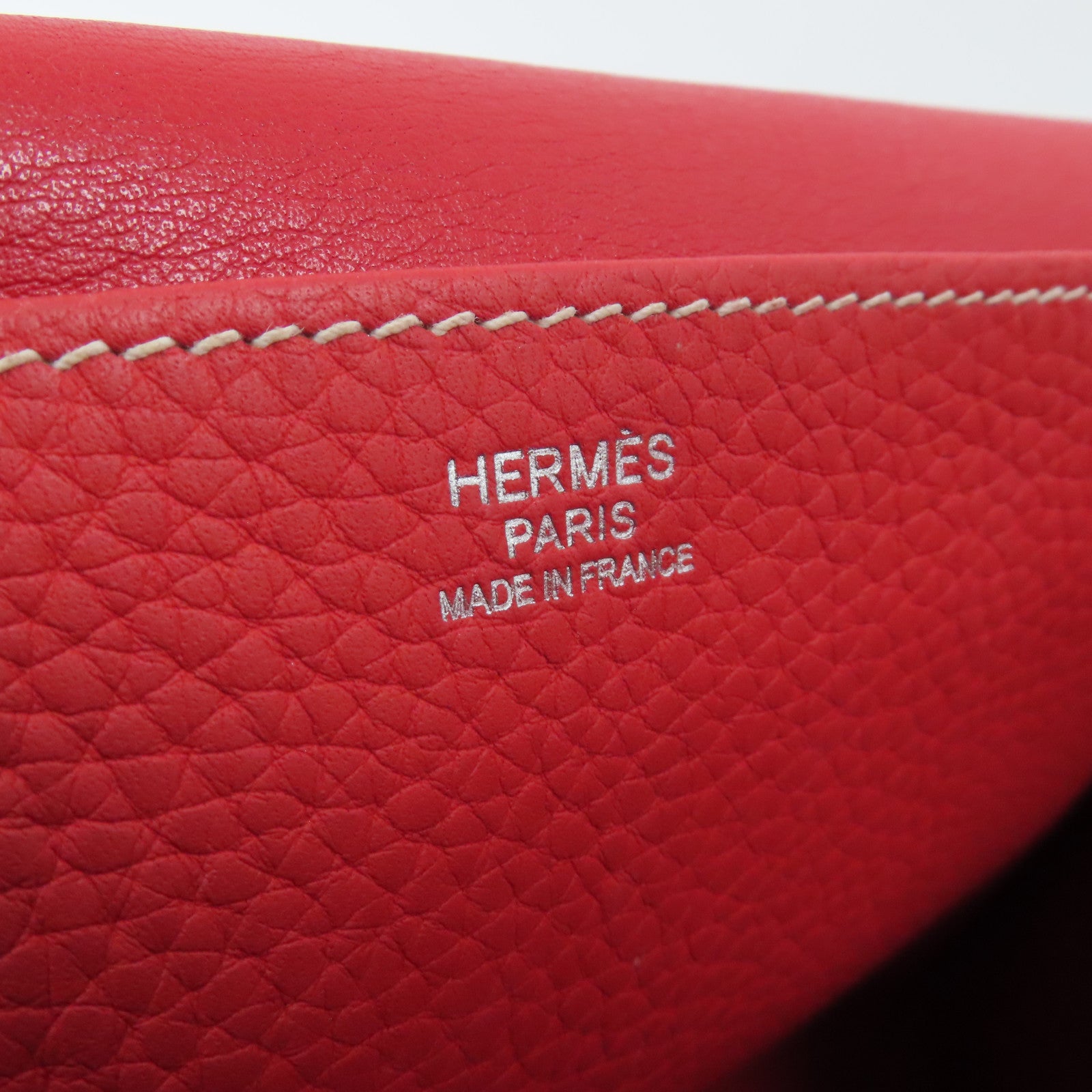 HERMES Clemence皮革Halzan 31銀扣手挽肩背兩用袋法拉利紅色