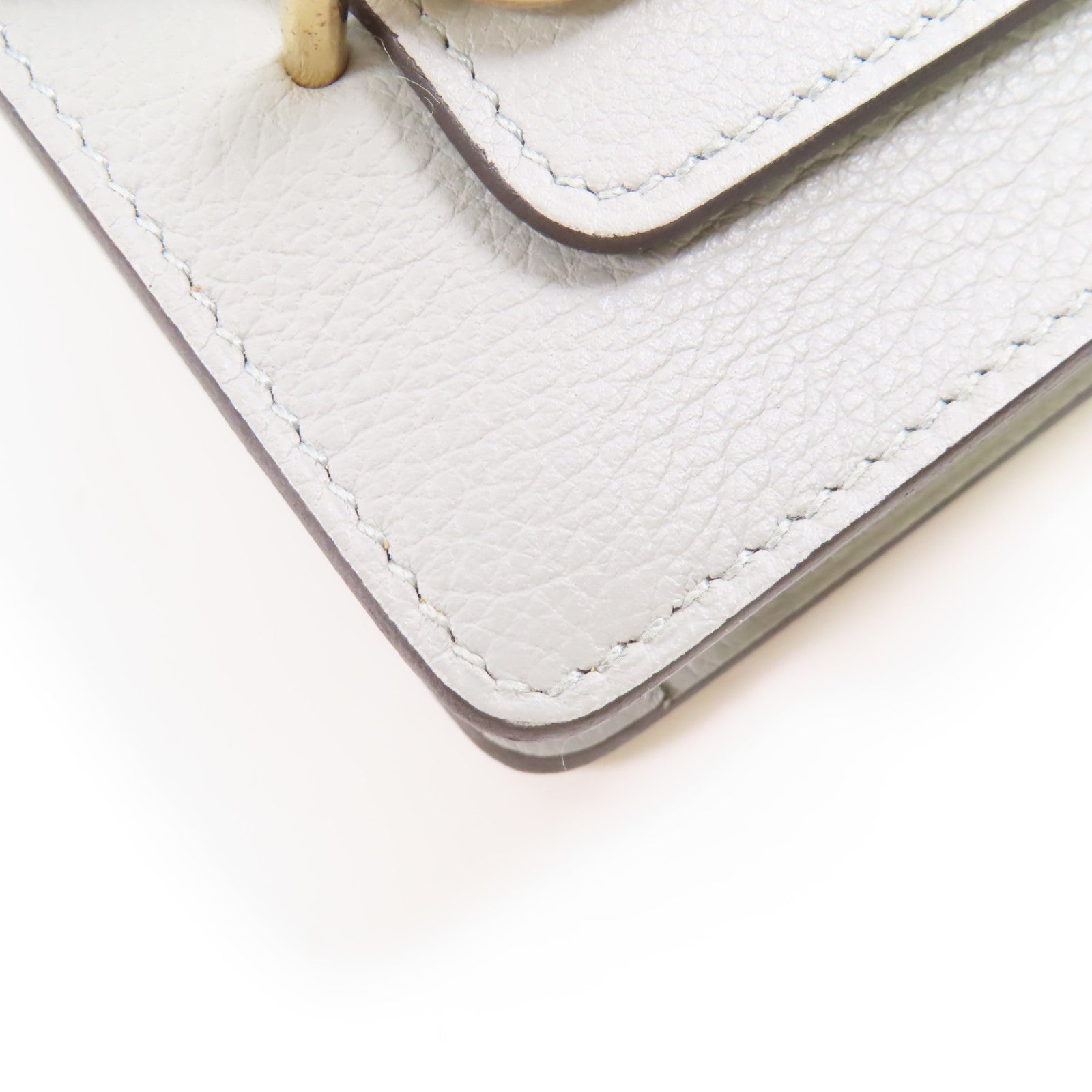 HERMES Evercolor皮革Roulis Slim金扣錢包Bleu Glacier/灰藍色