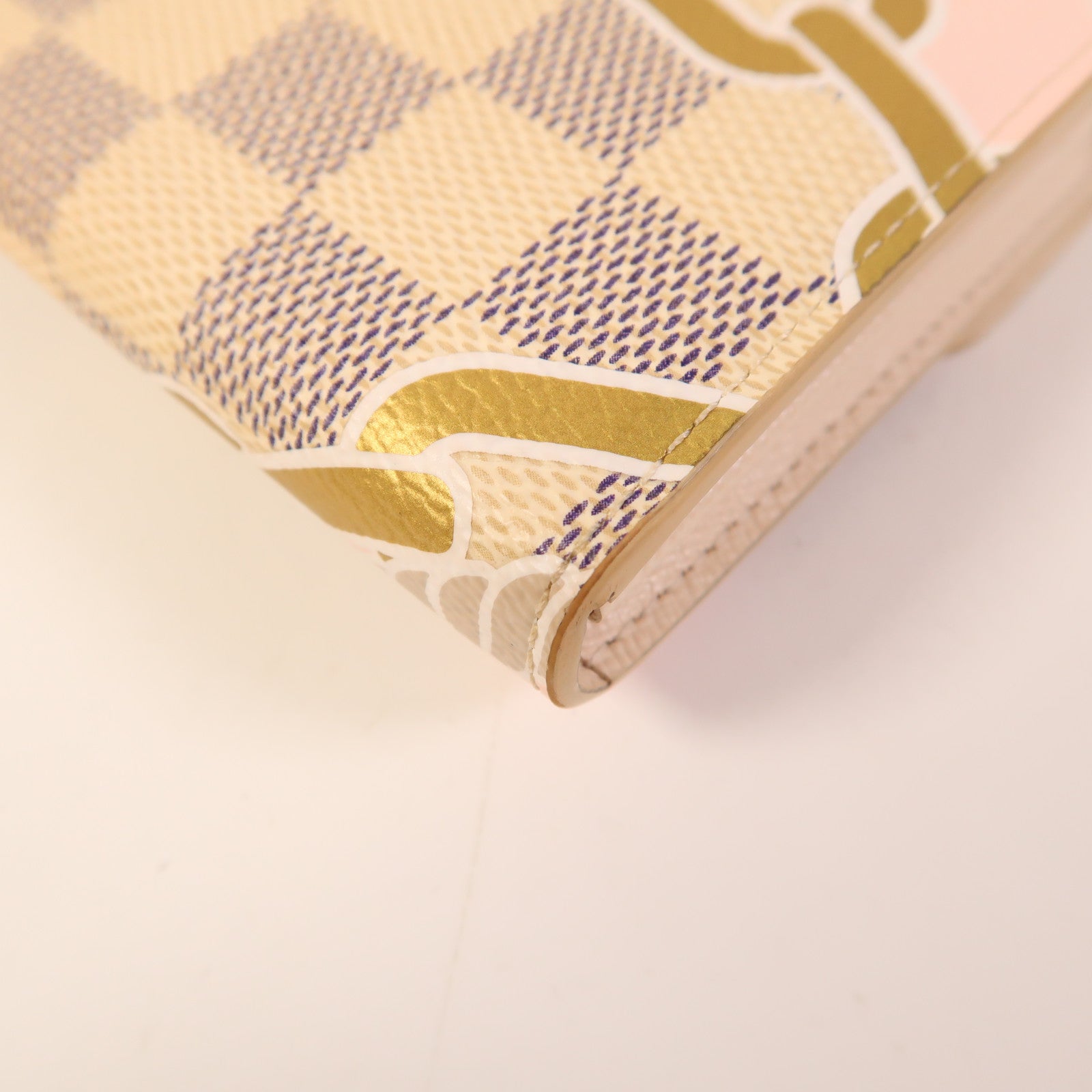 LOUIS VUITTON Damier Azur Sarah Wallet金扣長錢包