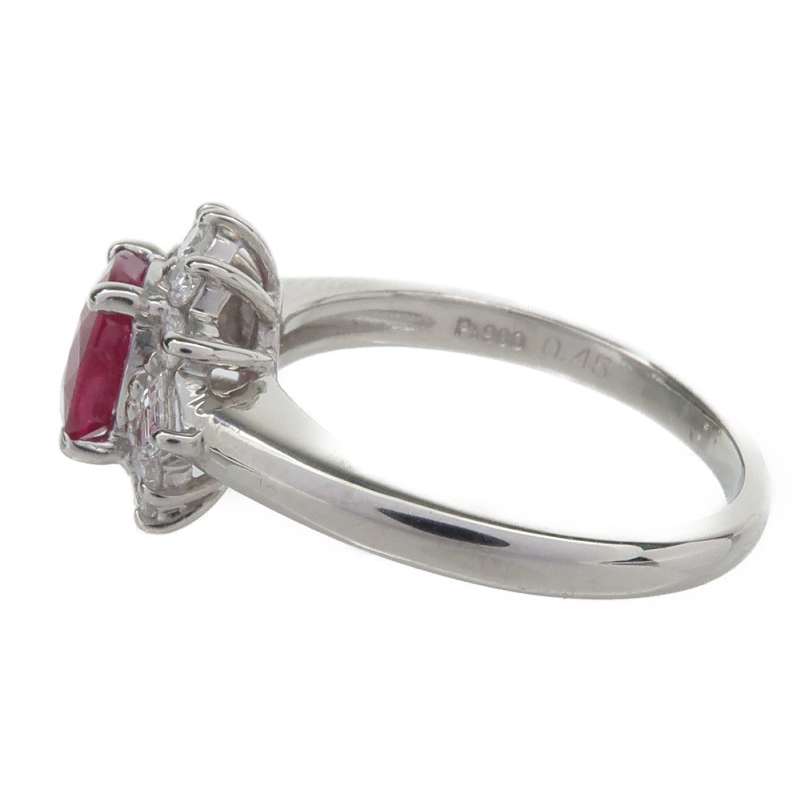 JEWELRY PT900鉑金Ruby Diamond Ring紅寶石/鑽石戒指US#6