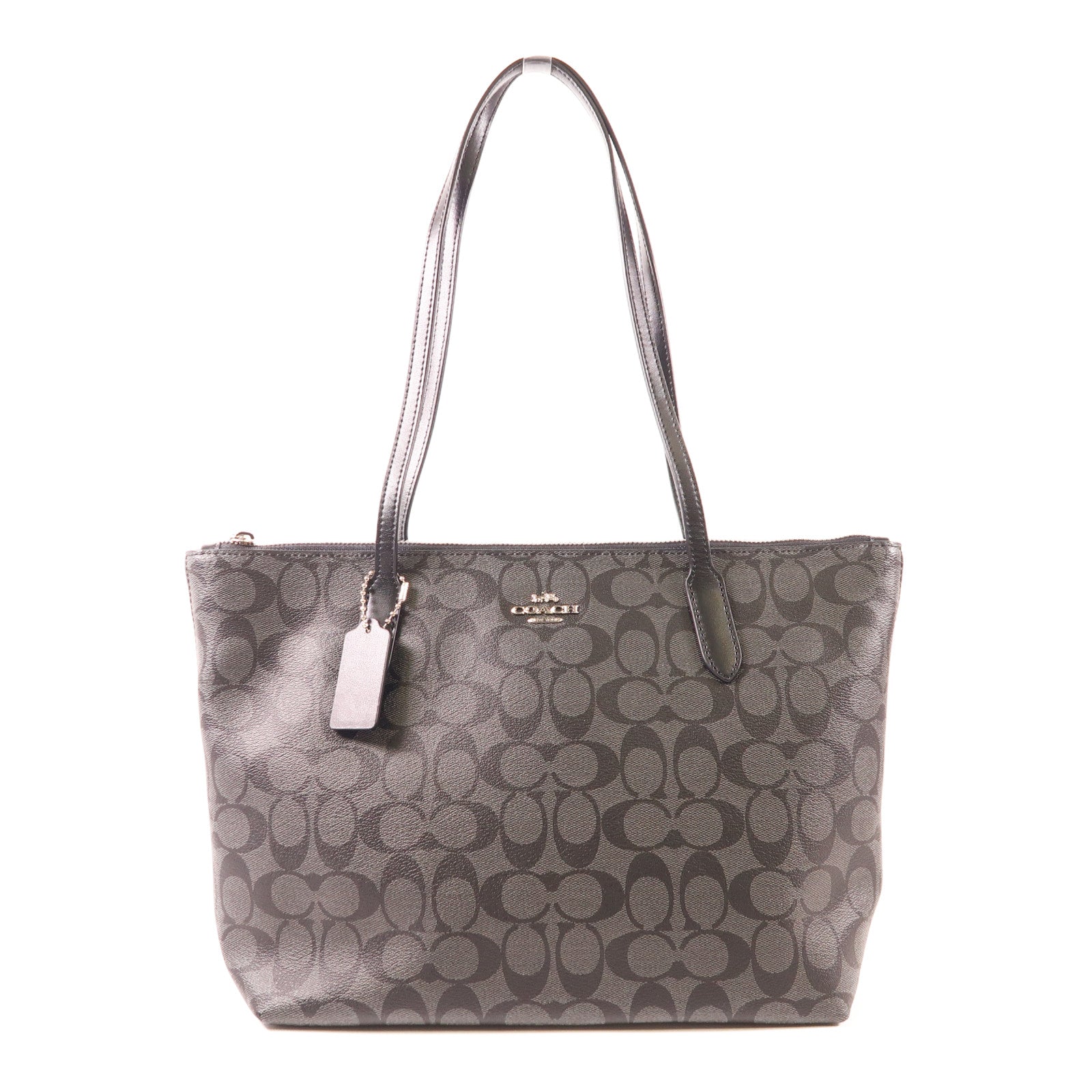 COACH 塗層帆布Tote Bag銀扣手挽袋/肩背袋