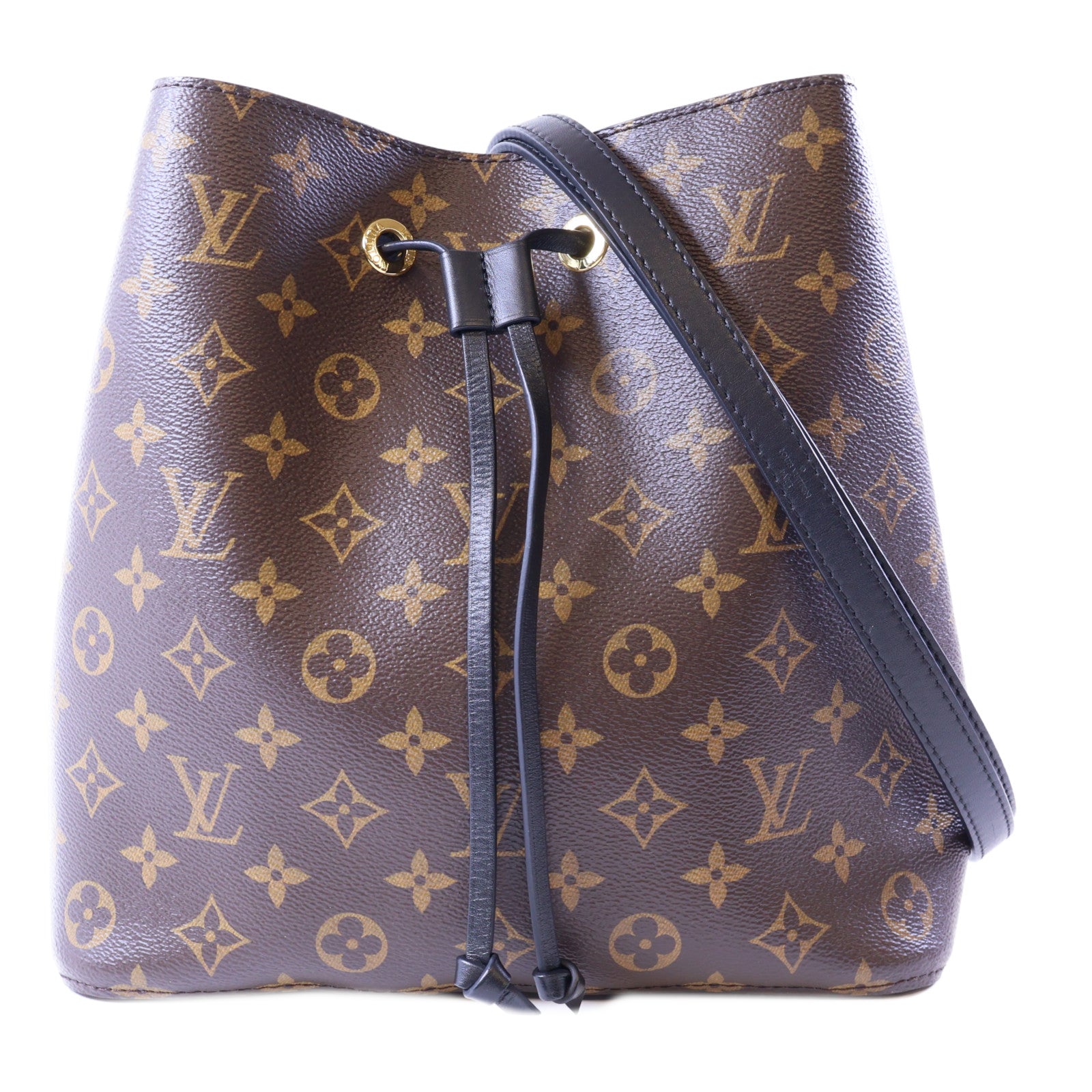 LOUIS VUITTON Monogram Neo Noe MM金扣肩背袋棕色/黑色
