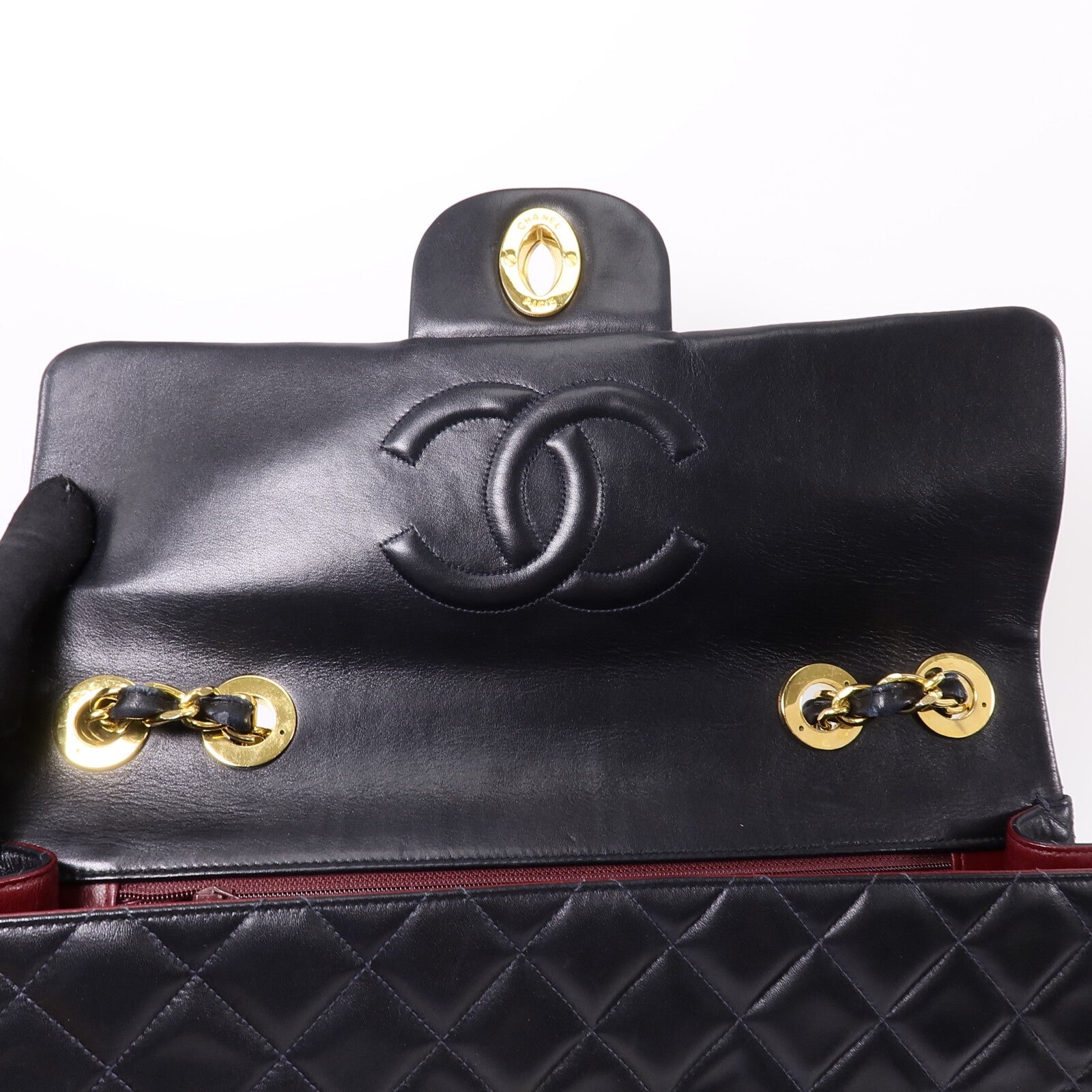 CHANEL 羊皮皮革Vintage Classic Flap鏈帶手挽肩背兩用袋