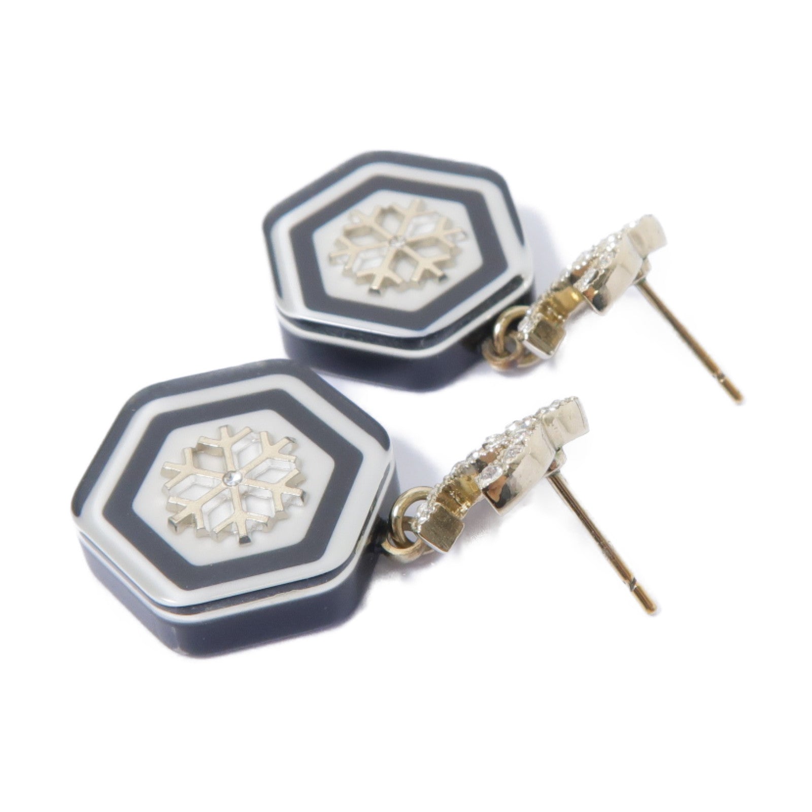 CHANEL 【激減優惠】金屬Earrings耳環黑色/白色