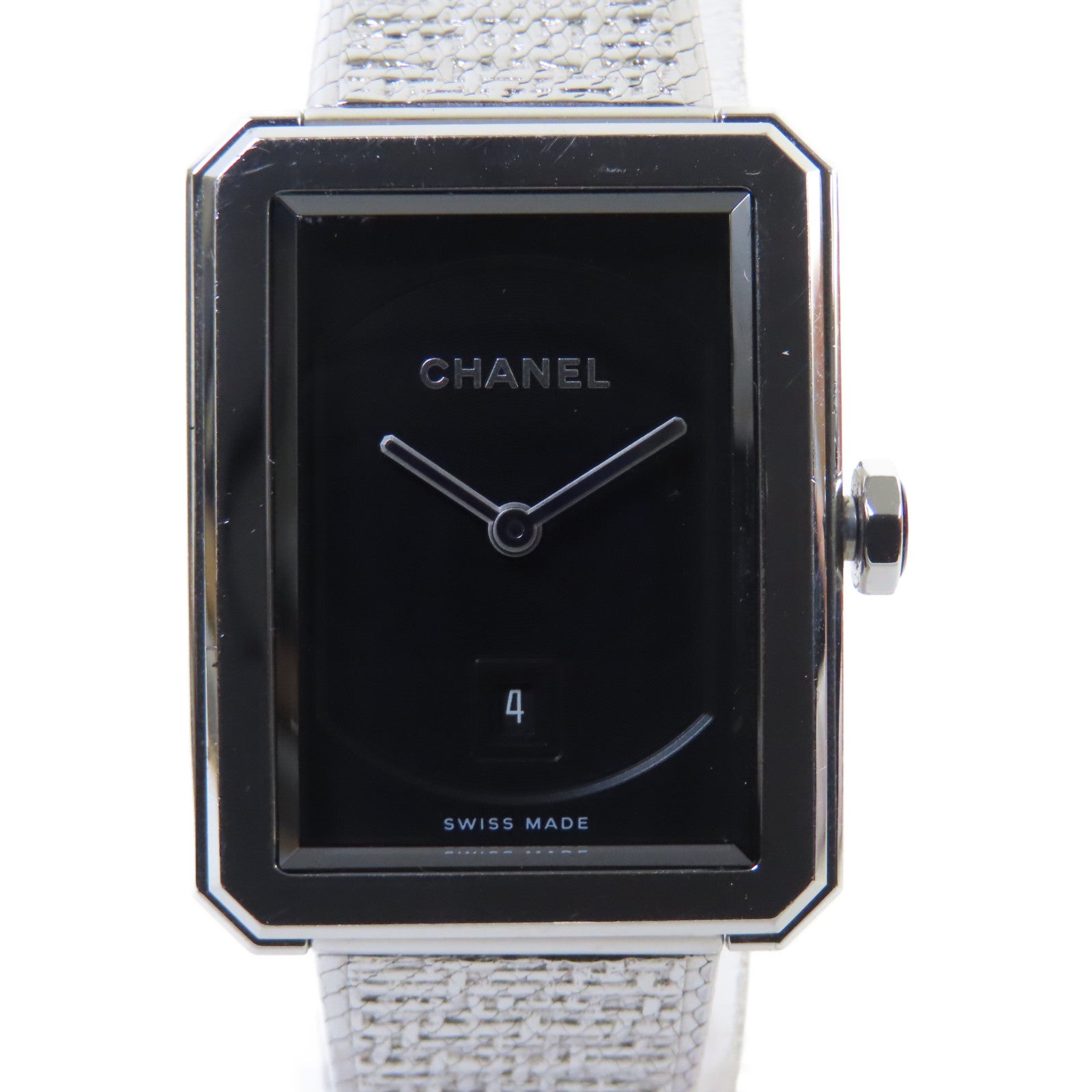 CHANEL Boy.Friend Tweed Watch不鏽鋼石英機芯手錶黑色