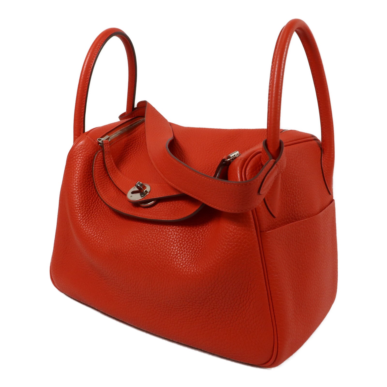 HERMES Clemence皮革Lindy 30手挽肩背兩用袋Rouge Tomato