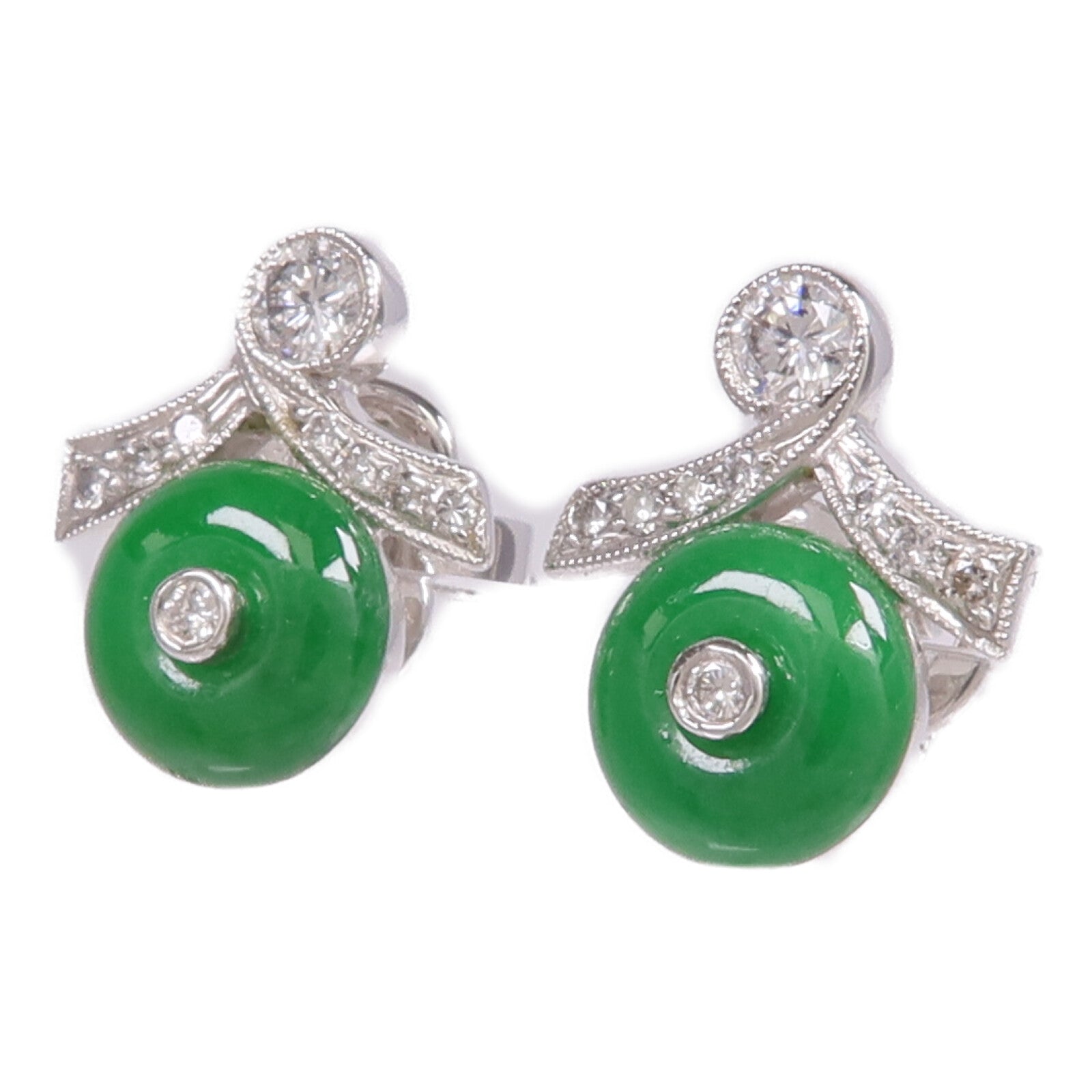 JEWELRY 18K白金Jade Diamond Earrings翡翠/鑽石耳環
