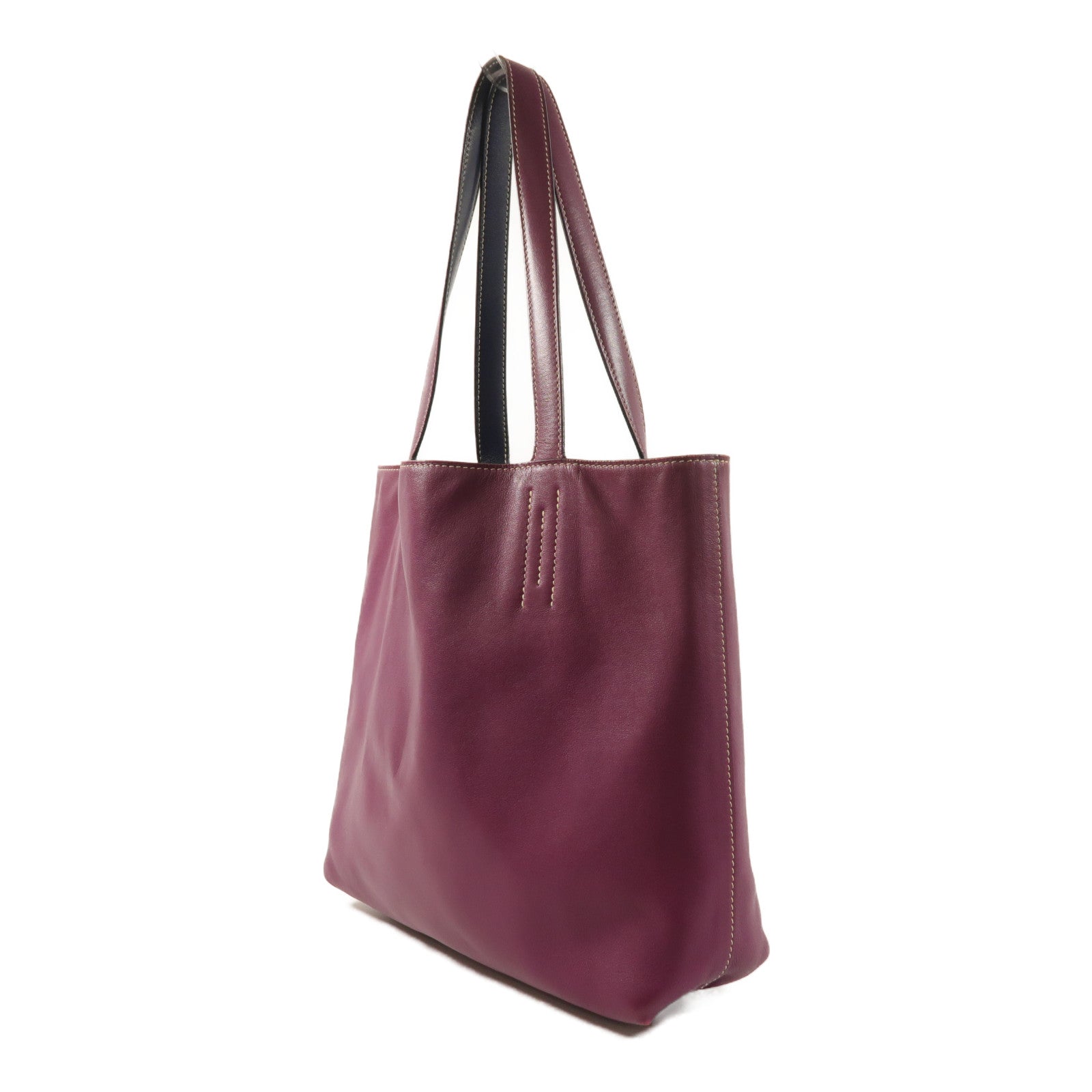 HERMES 【激減優惠】Sikkim皮革Double Sens 28肩背袋/手挽袋Anemone/Bleu Saphir