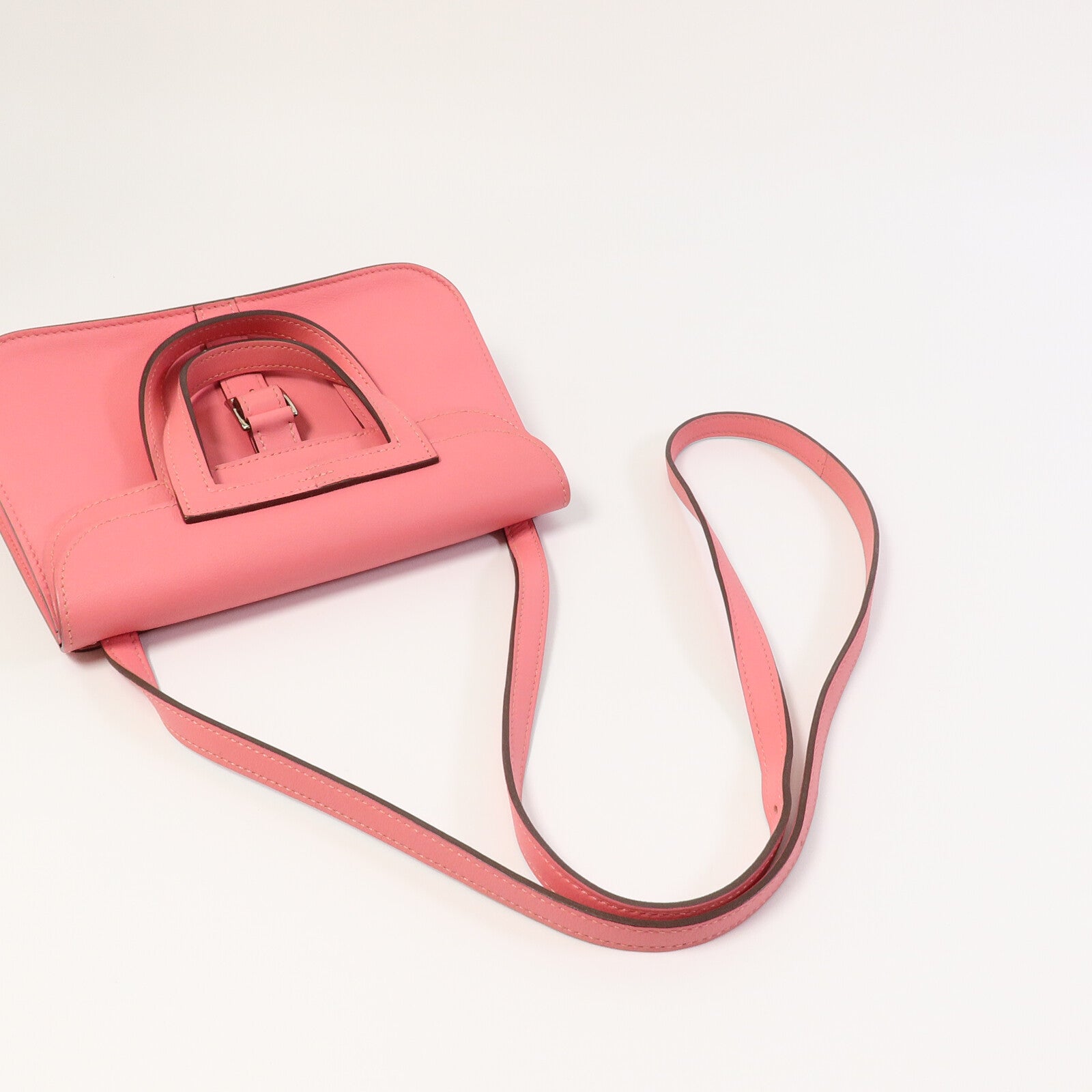 HERMES Swift皮革Mini Halzan手挽肩背兩用袋Rose Azalee