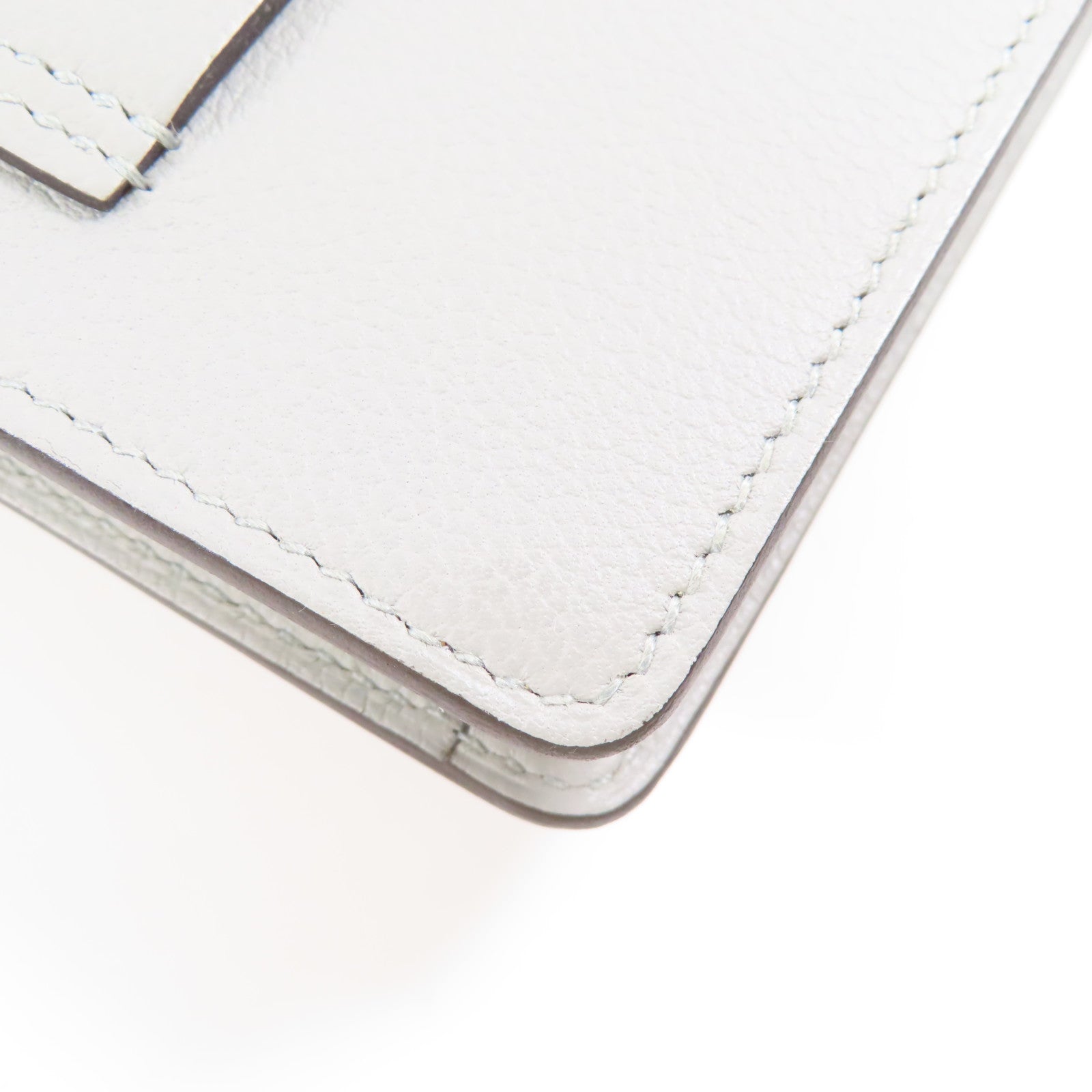 HERMES Evercolor皮革Roulis Slim金扣錢包Bleu Glacier/灰藍色