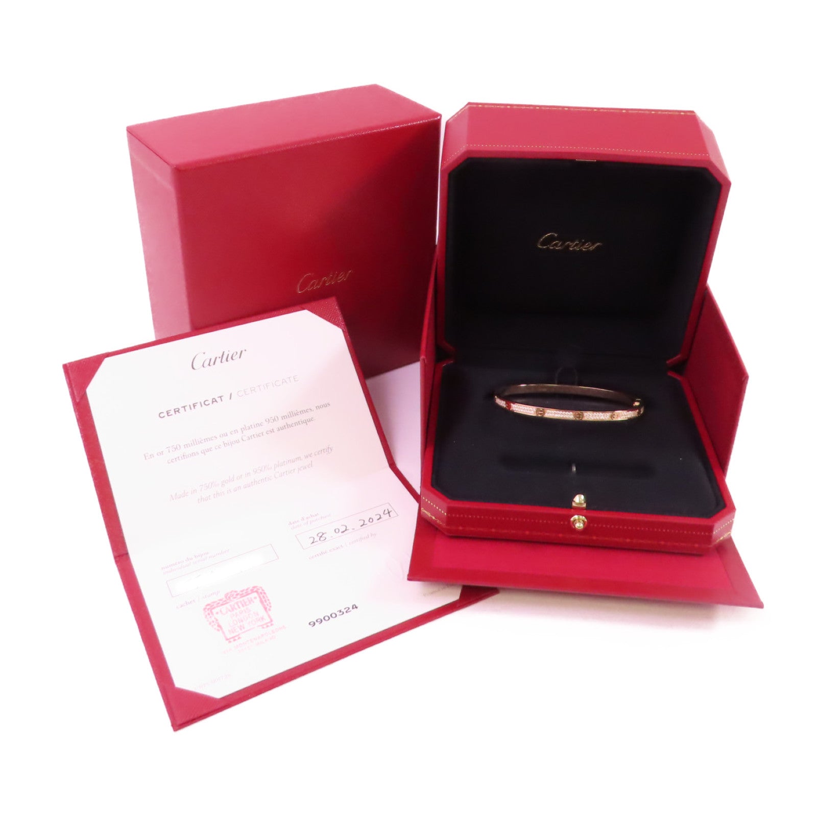 CARTIER 18K玫瑰金/鑽石Diamond Love Blaceret手鏈金色#18