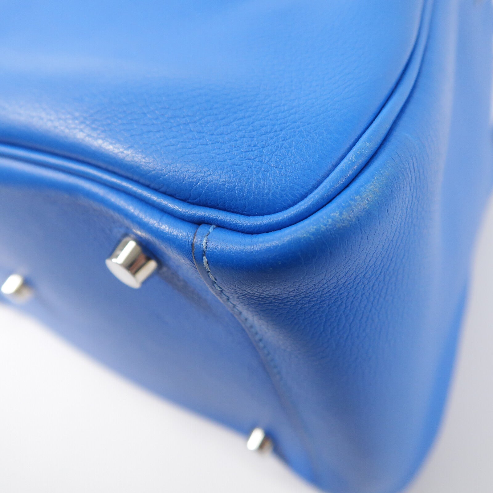 HERMES Evercolor皮革Lindy 30手挽肩背兩用袋Bleu France