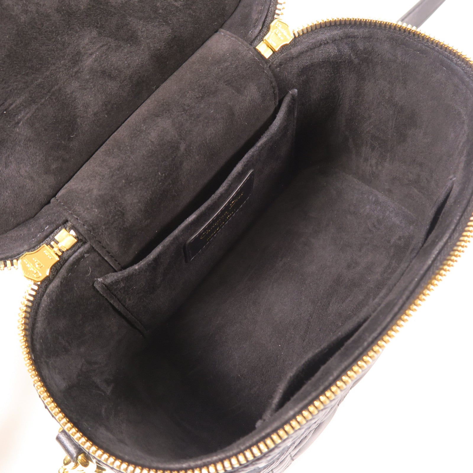 Dior CD GHW Travel Vanity Case 2 Way Bag Calfskin Leather Black