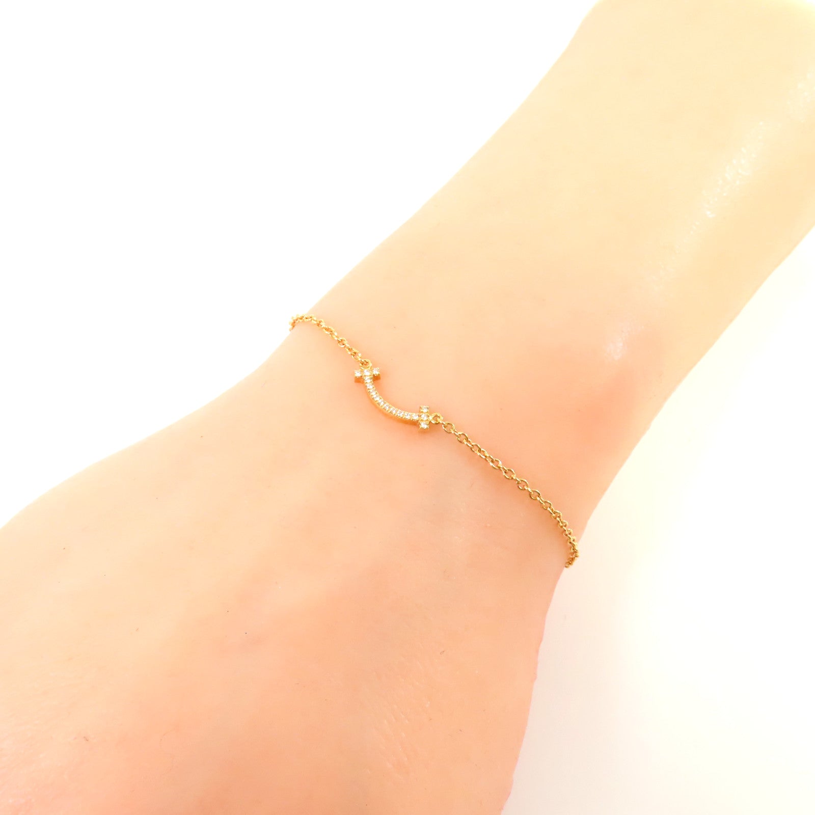 TIFFANY＆CO 【激減優惠】18K黃金T Smile Diamond Bracelet手鏈金色