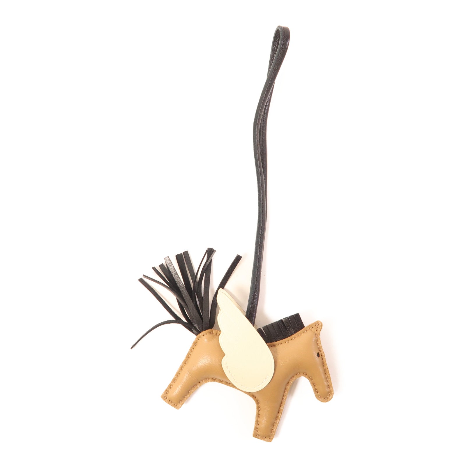 HERMES Milo/Swift皮革Rodeo PM掛飾Nata/Chai/Noir