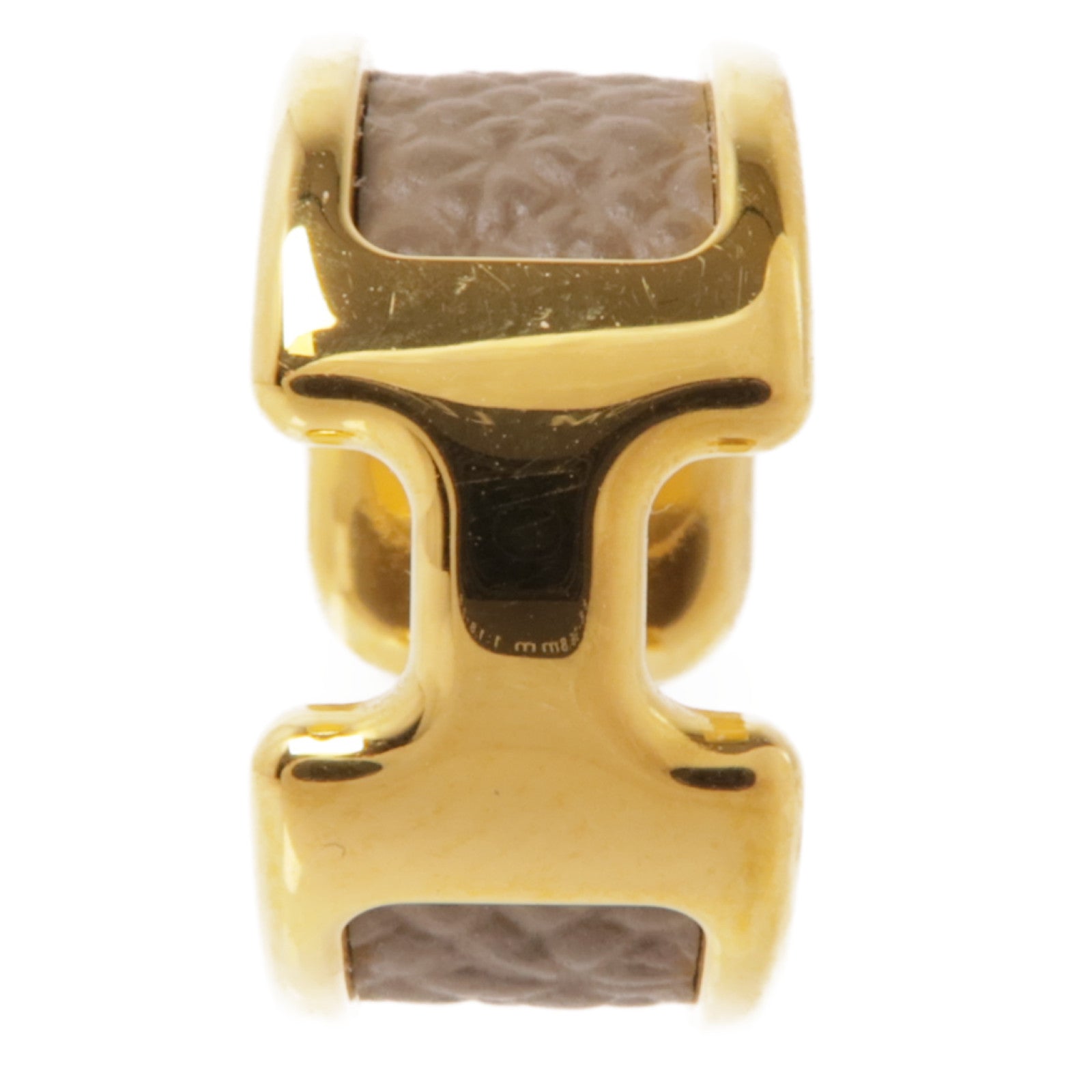 HERMES Epsom皮革/金屬Olympe Ear Cuff耳環Etoupe