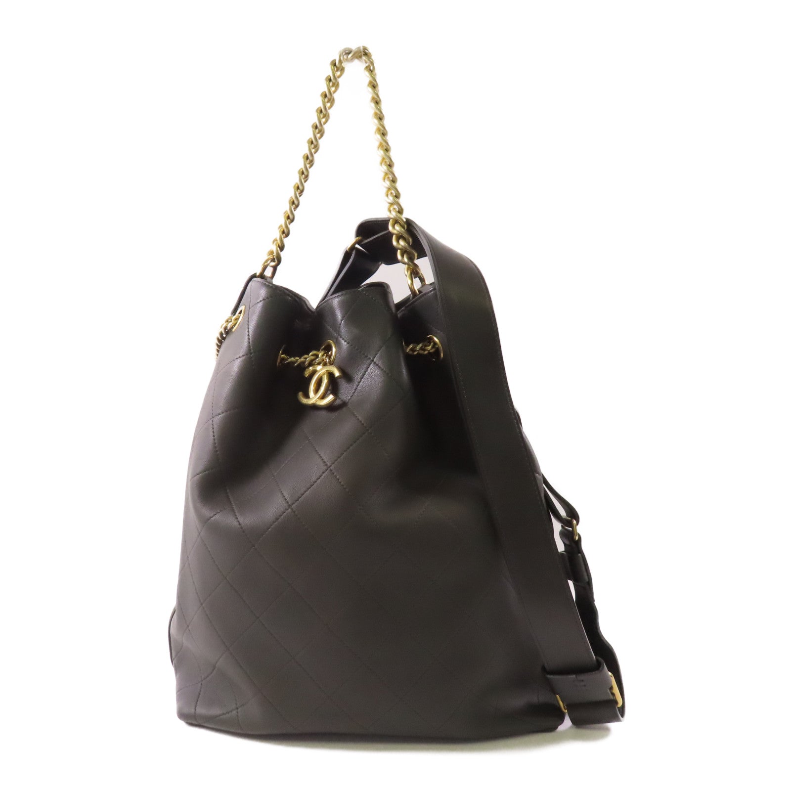CHANEL 皮革Bucket Bag金扣肩背袋