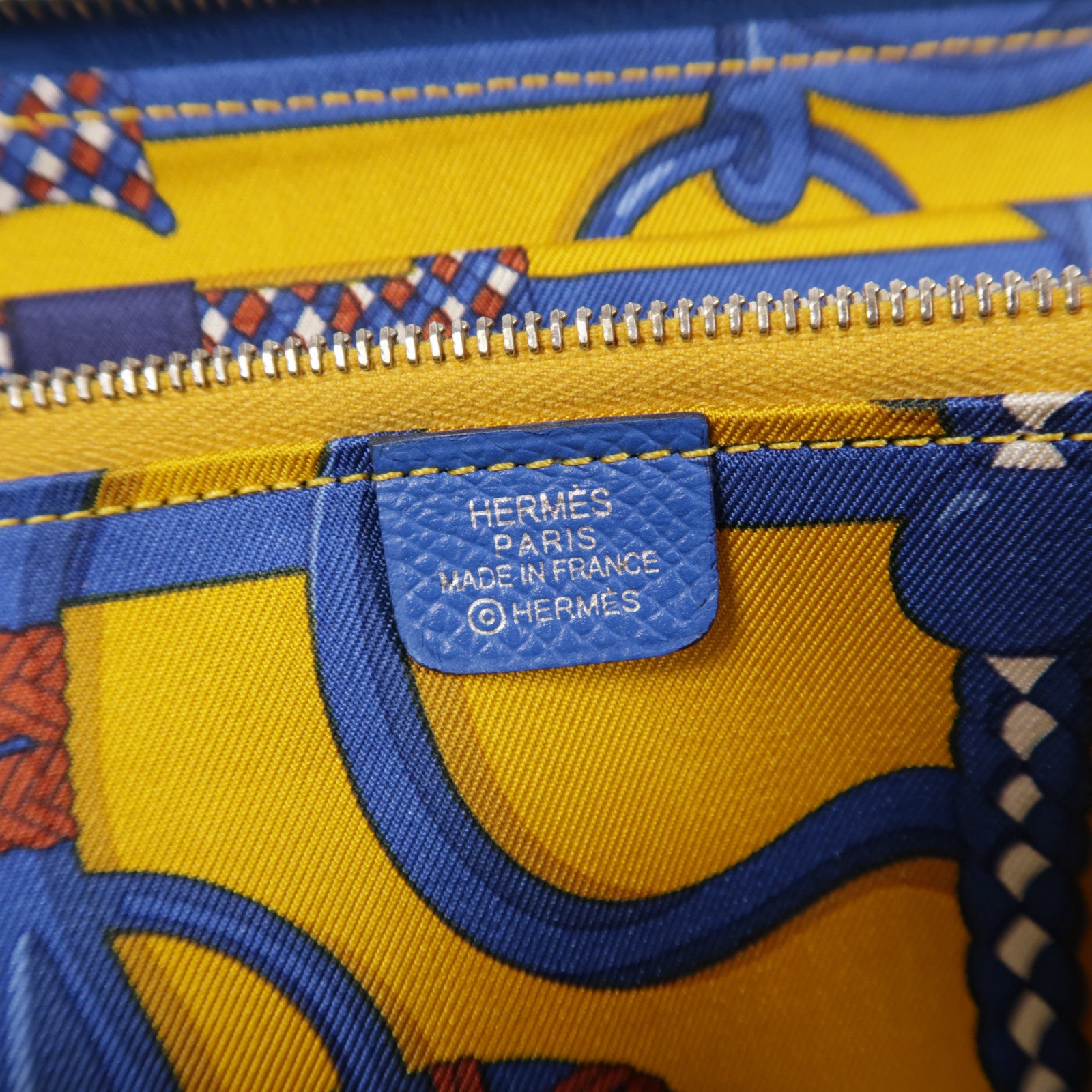 HERMES Epsom皮革Silk In Classique銀扣長錢包