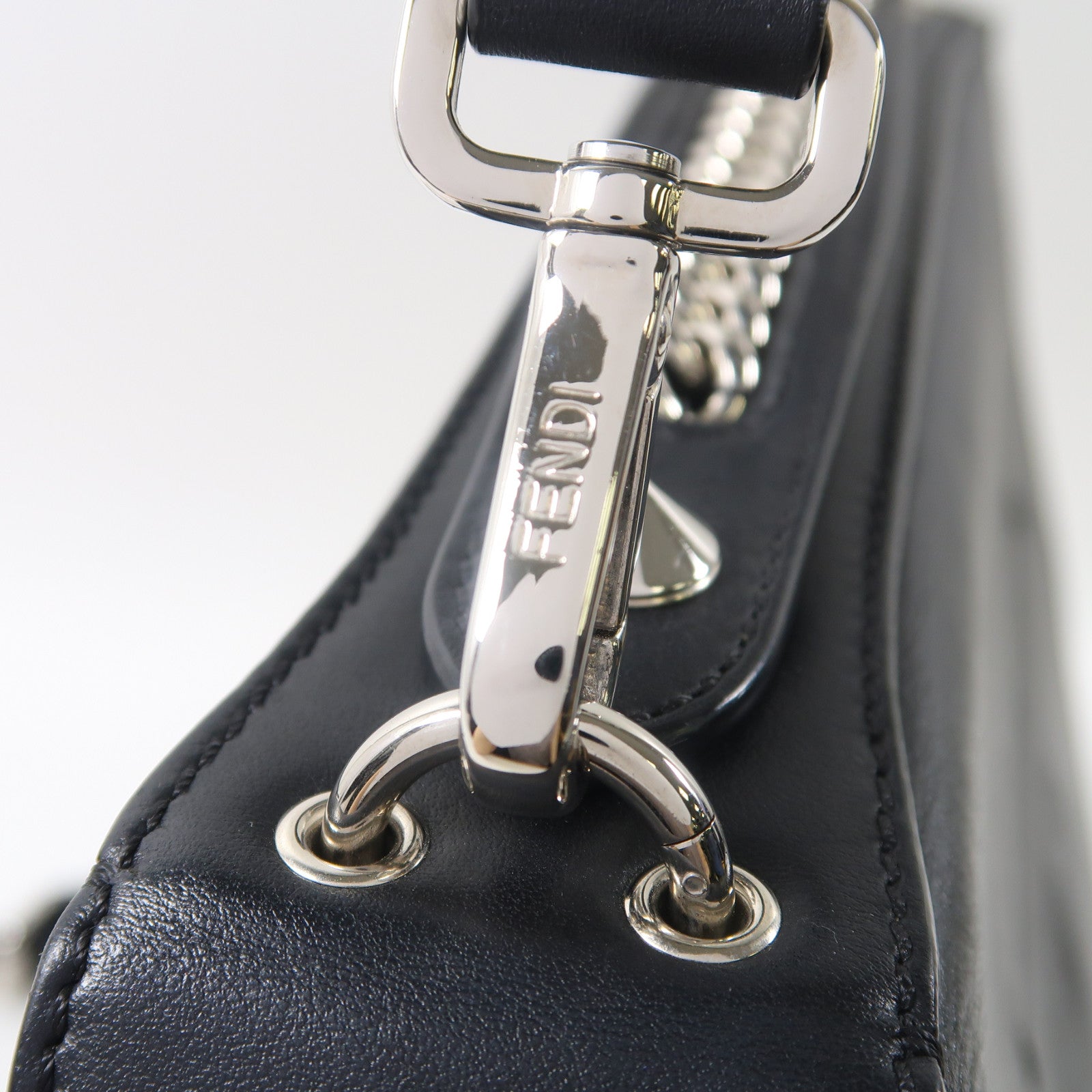 FENDI 【激減優惠】牛皮皮革Back to School銀扣背包手挽袋兩用黑色