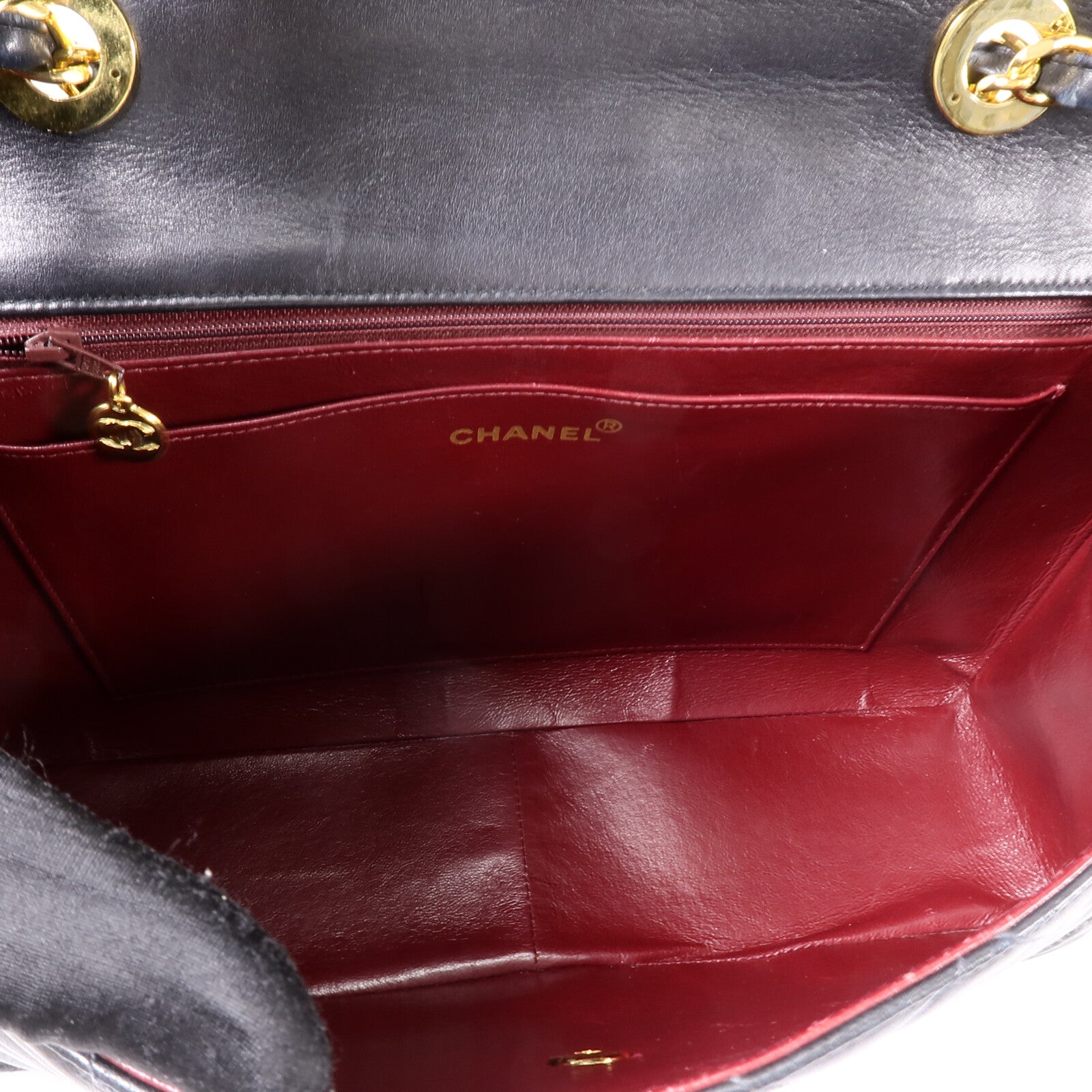 CHANEL 羊皮皮革Vintage Classic Flap鏈帶手挽肩背兩用袋