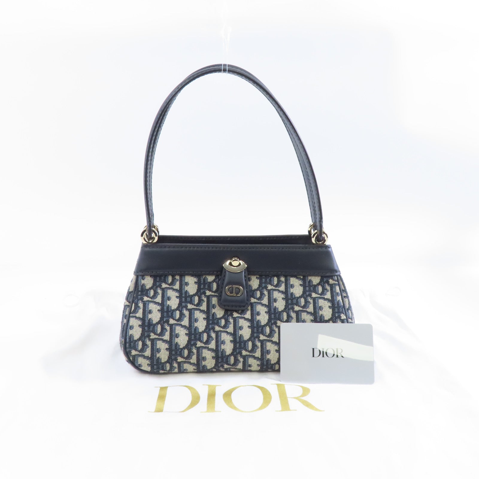 Dior 塗層帆布Small Key Bag金扣手挽袋藍色