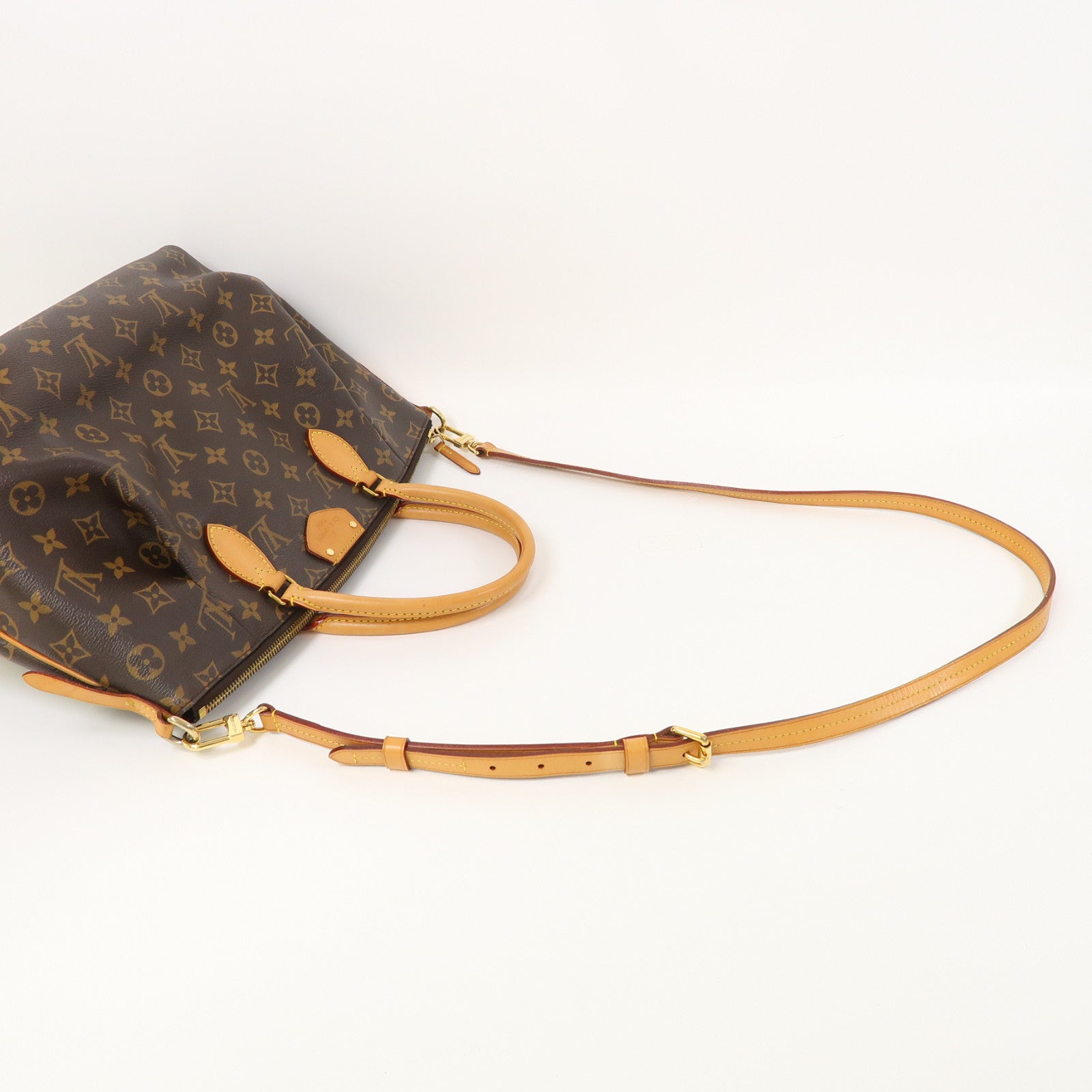 LOUIS VUITTON Monogram Turenne MM金扣手挽肩背兩用袋棕色