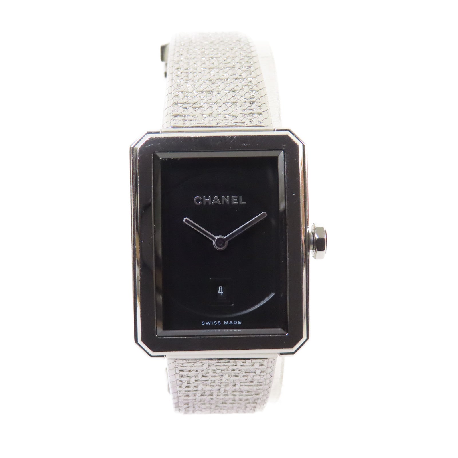 CHANEL Boy.Friend Tweed Watch不鏽鋼石英機芯手錶黑色