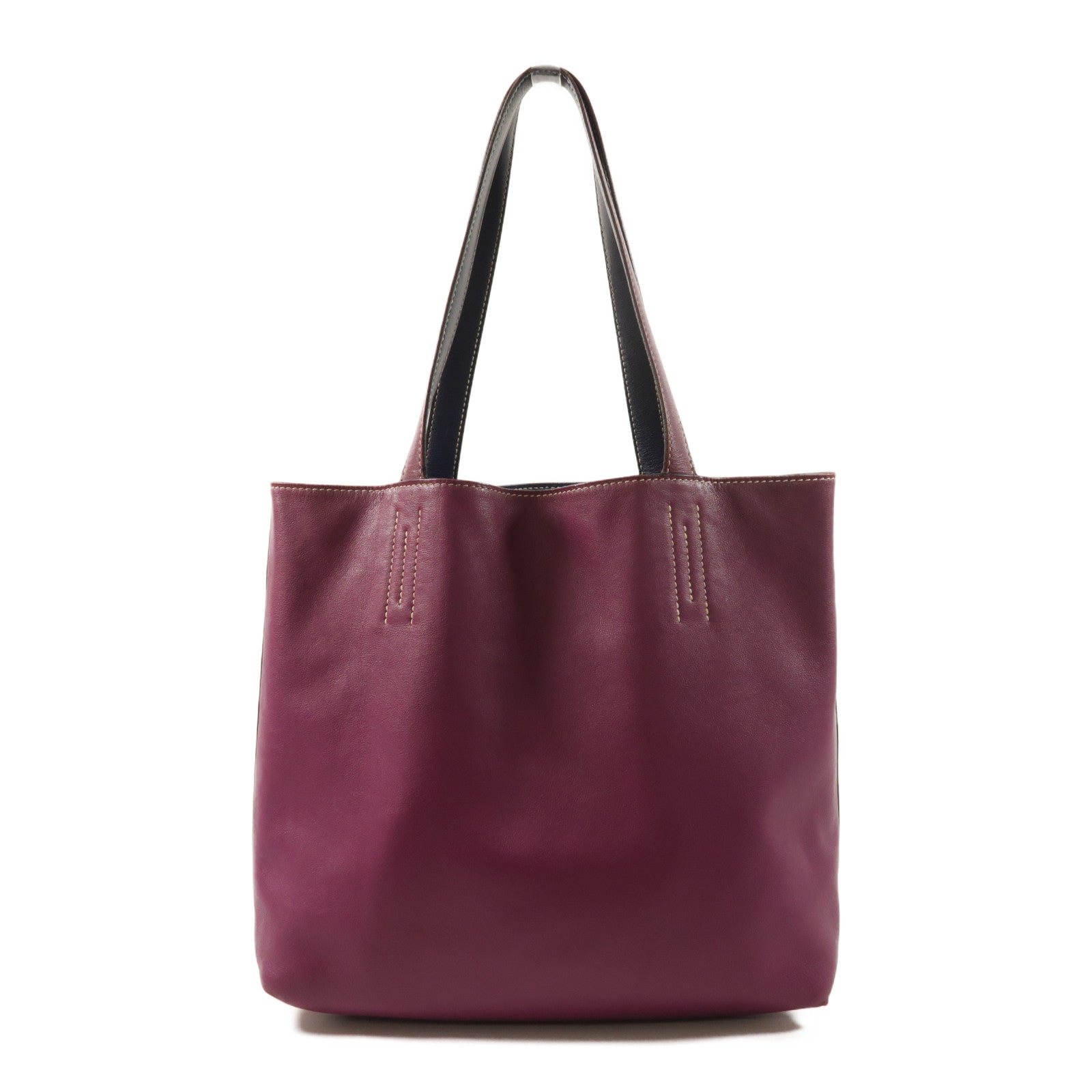 HERMES 【激減優惠】Sikkim皮革Double Sens 28肩背袋/手挽袋Anemone/Bleu Saphir
